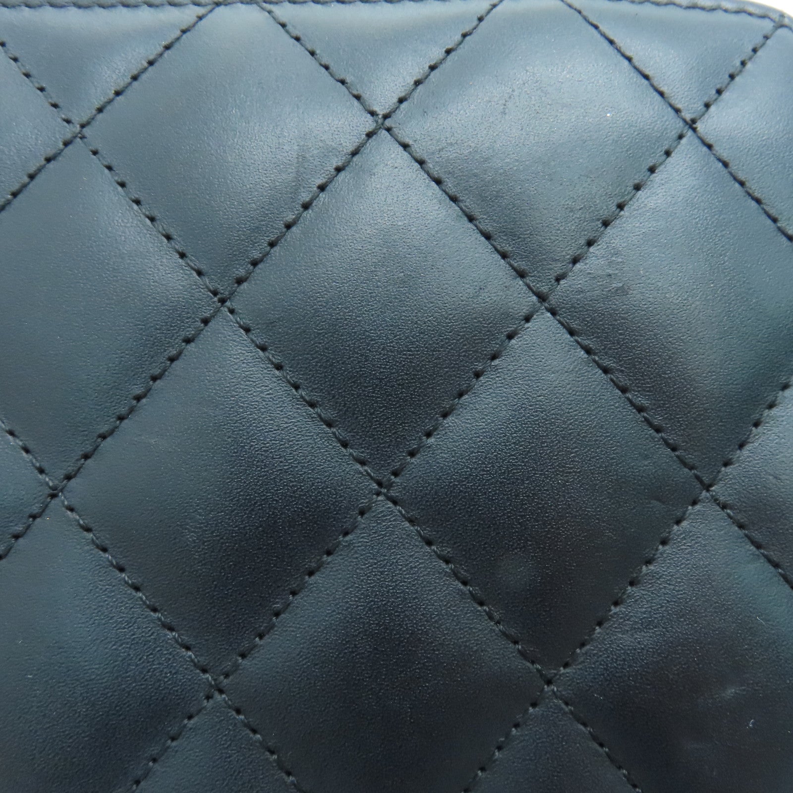 CHANEL 菱格牛皮皮革Cambon Line银扣长钱包黑色