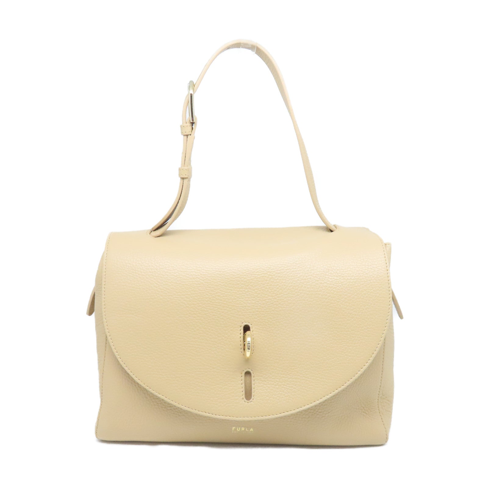 Furla 【激減優惠】牛皮皮革Shoulder Bag金扣肩背袋淺褐色