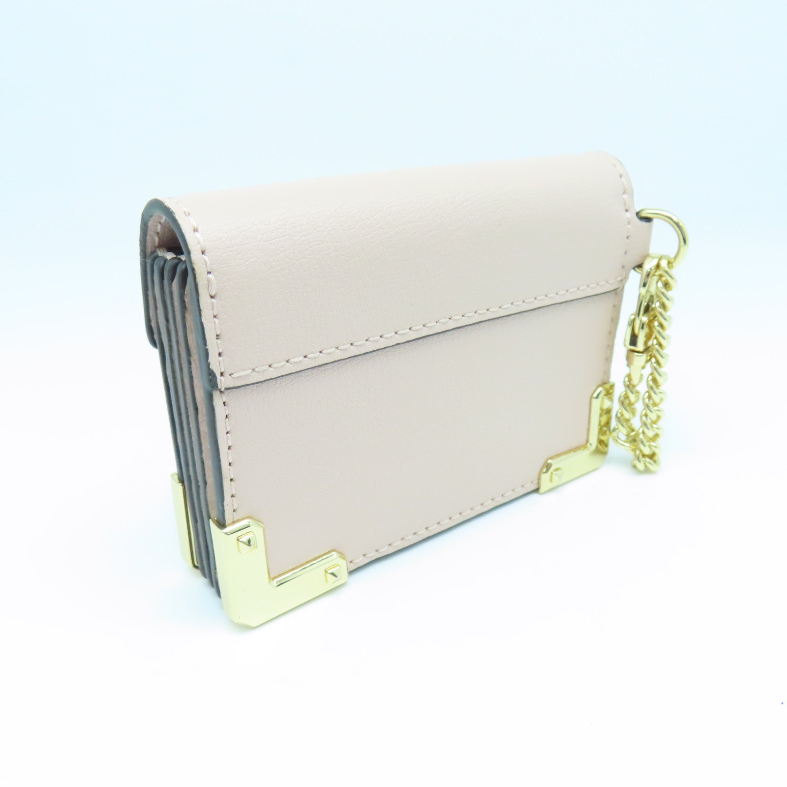Michael Kors Leather Card Case Gold Buckle Pink