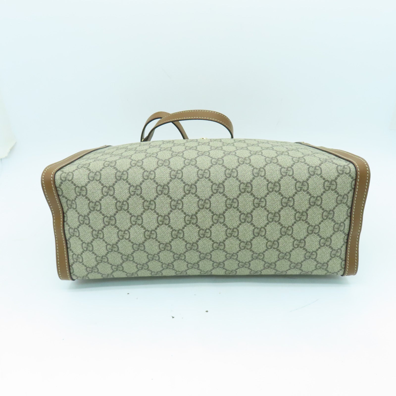 GUCCI 塗層帆布Shoulder Bag金扣鏈帶肩背袋啡色