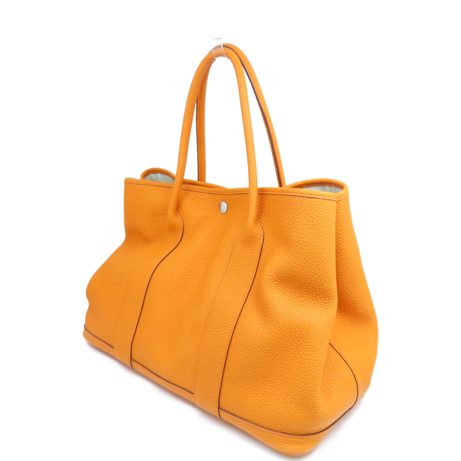 HERMES 【激減優惠】Negonda皮革GardenParty PM銀扣手挽袋橙色