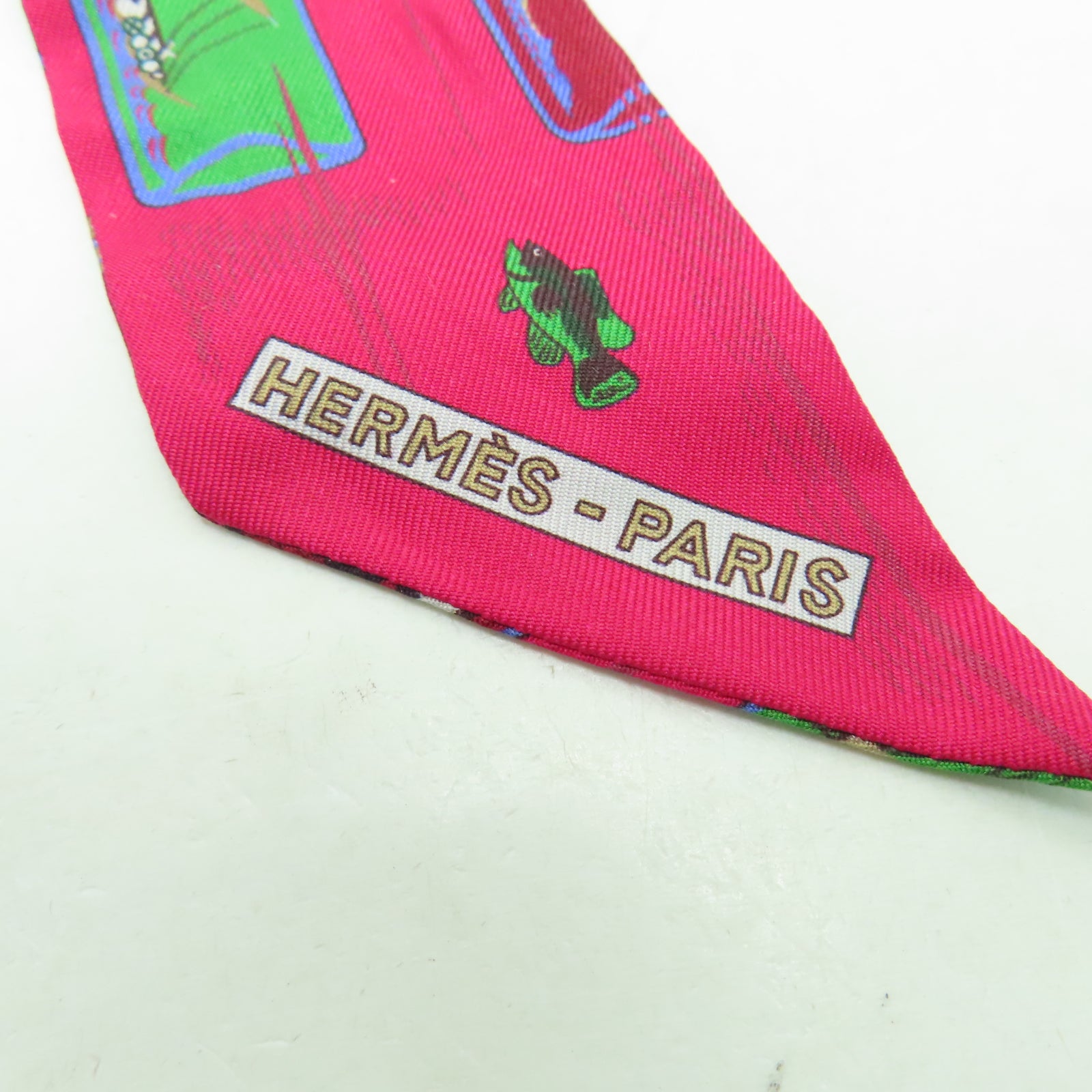 HERMES 絲質Twilly絲巾紅色