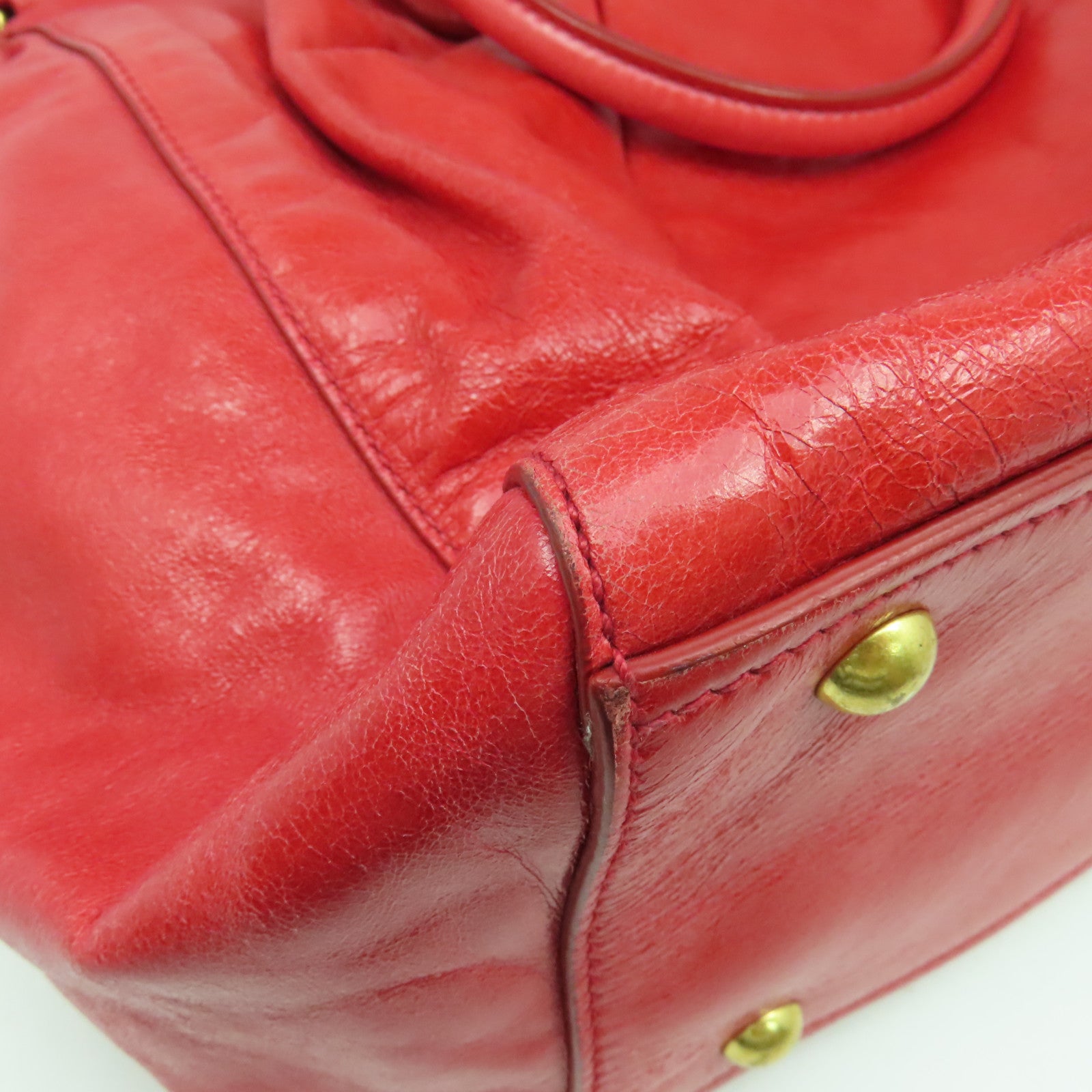 Miu Miu 牛皮皮革2 Way Shoulder Bag金扣手挽肩背兩用袋紅色