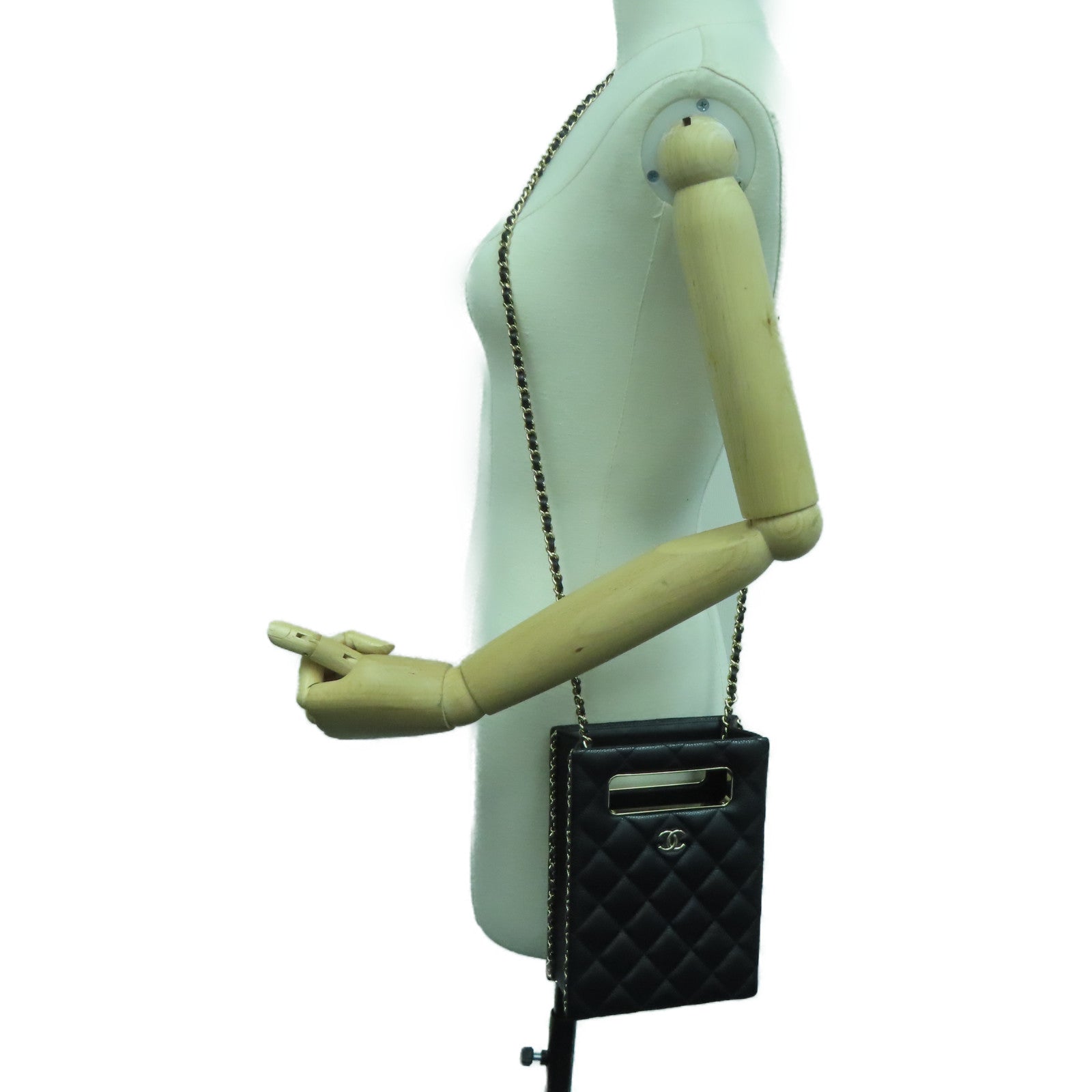 CHANEL 【激减优惠】菱格Caviar皮革Chain Shoulder Bag金扣肩背袋黑色