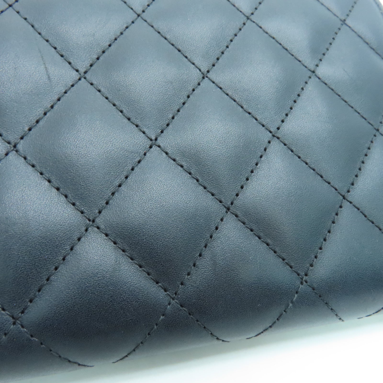 CHANEL 菱格牛皮皮革Cambon Line银扣长钱包黑色
