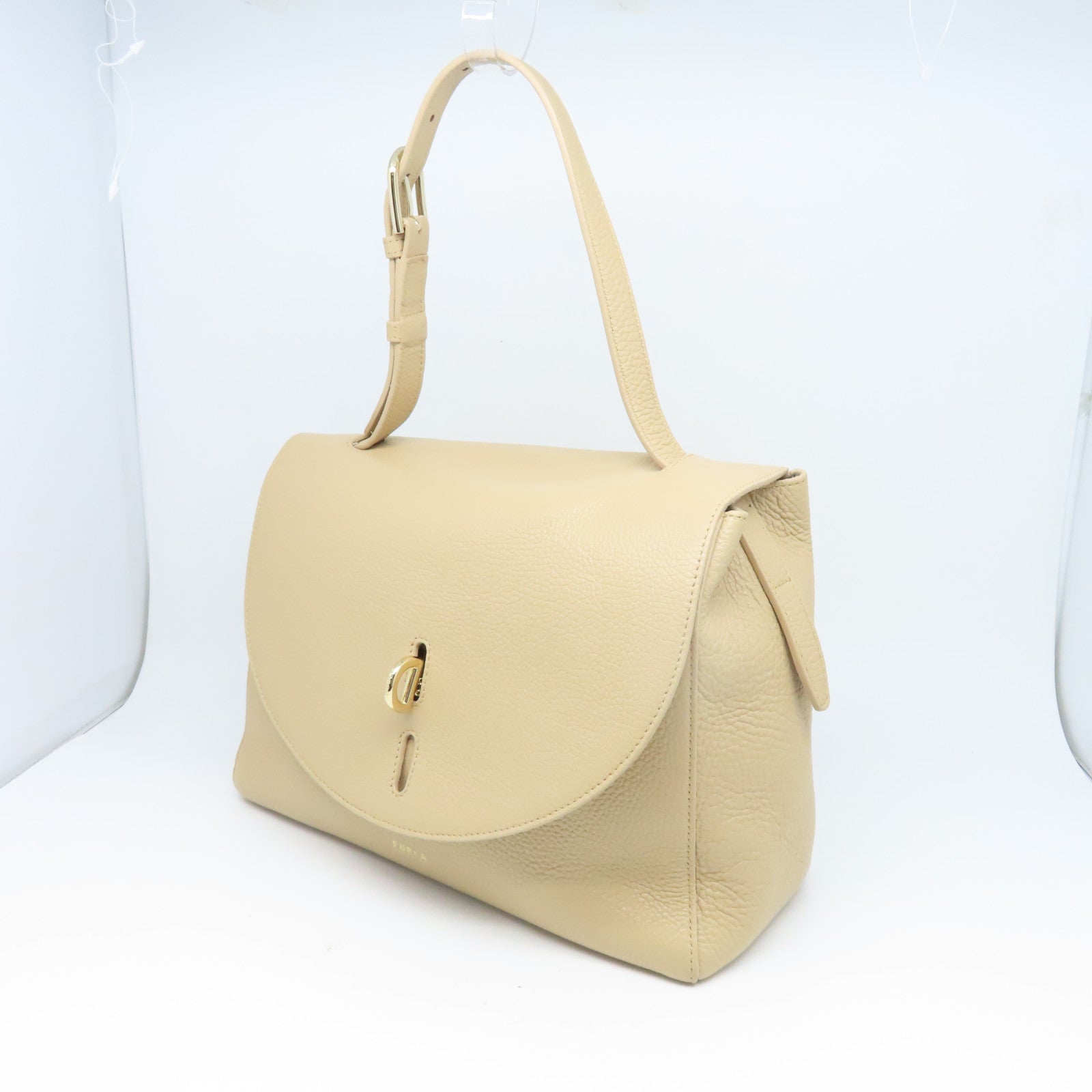 Furla 【激減優惠】牛皮皮革Shoulder Bag金扣肩背袋淺褐色