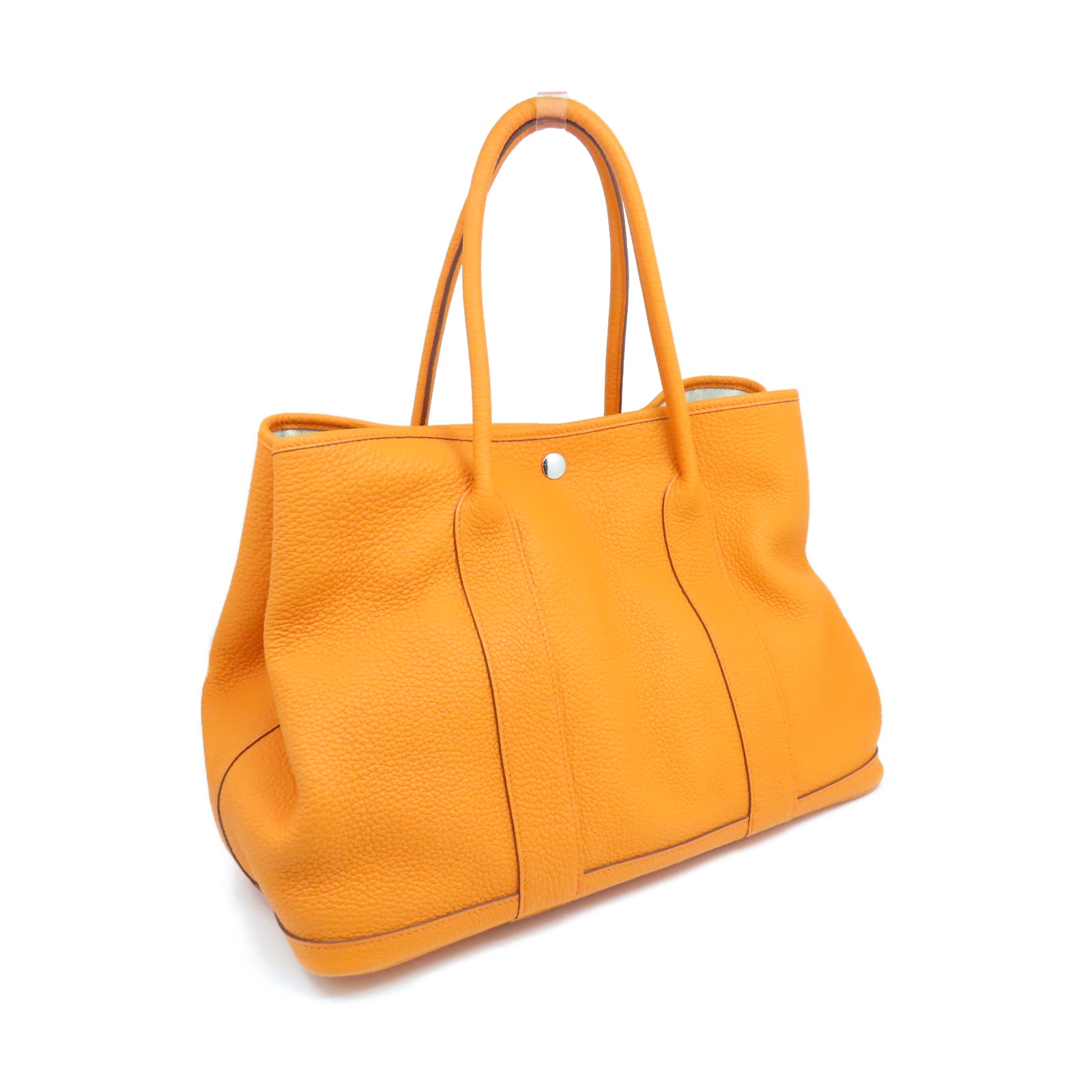 HERMES 【激減優惠】Negonda皮革GardenParty PM銀扣手挽袋橙色