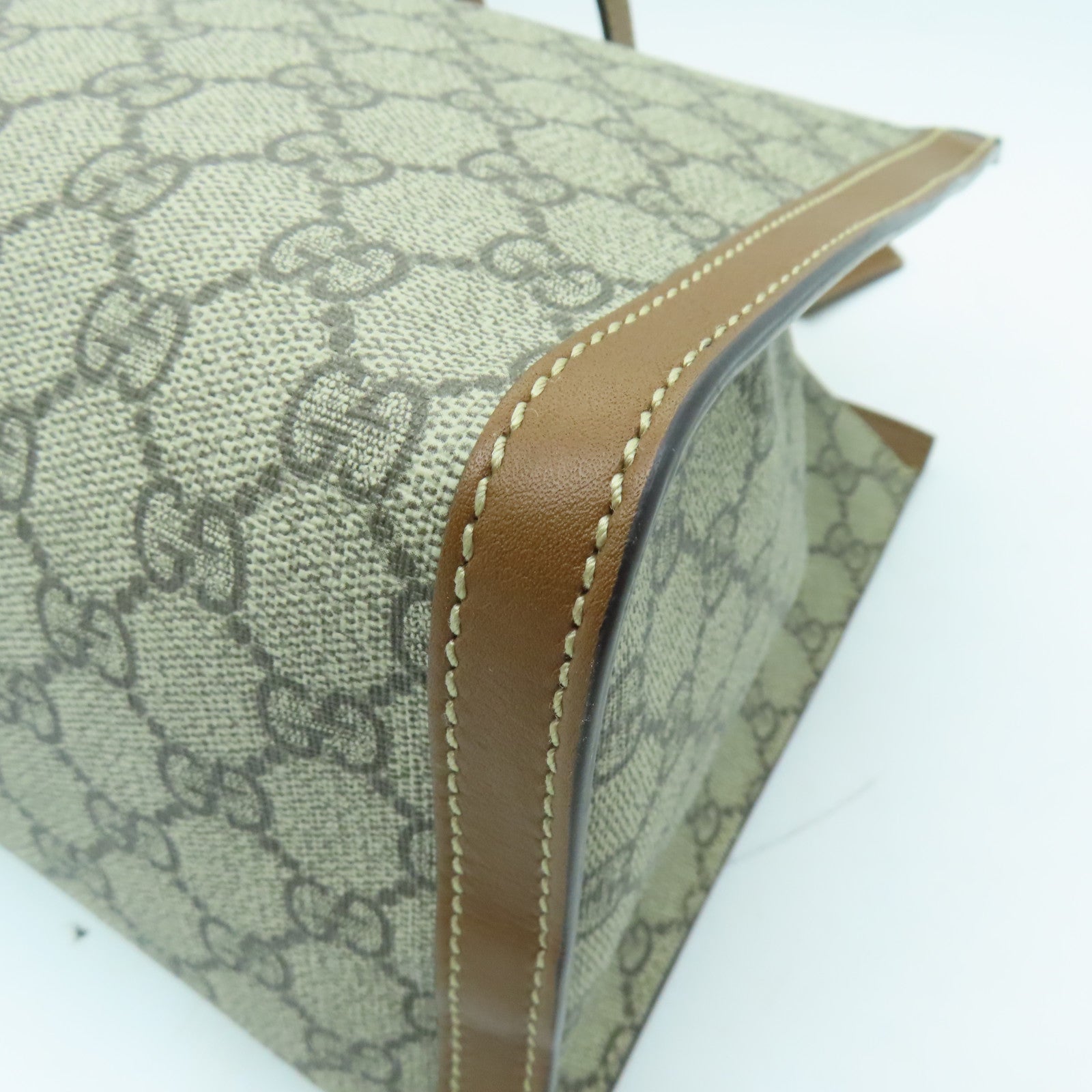 GUCCI 塗層帆布Shoulder Bag金扣鏈帶肩背袋啡色