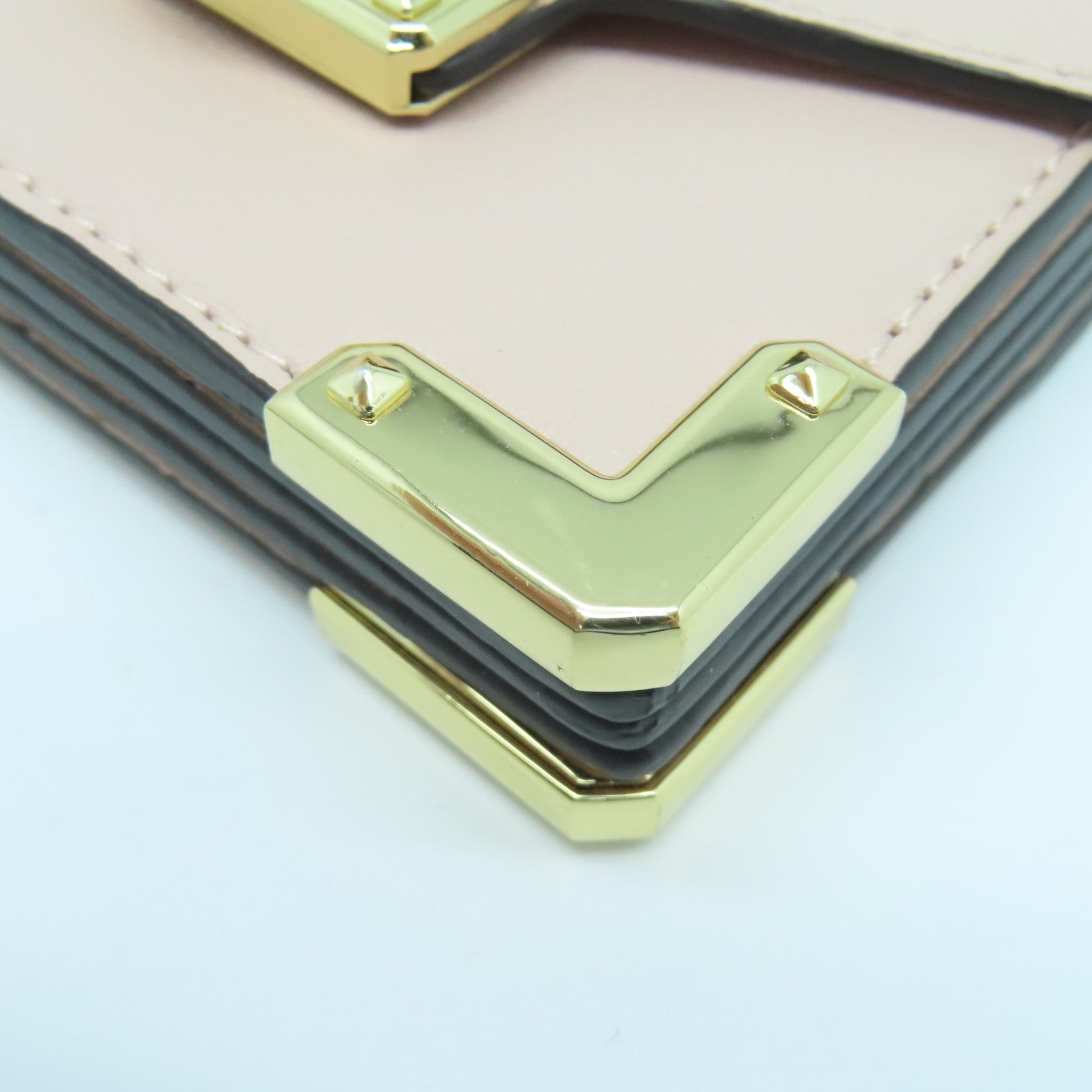 Michael Kors Leather Card Case Gold Buckle Pink
