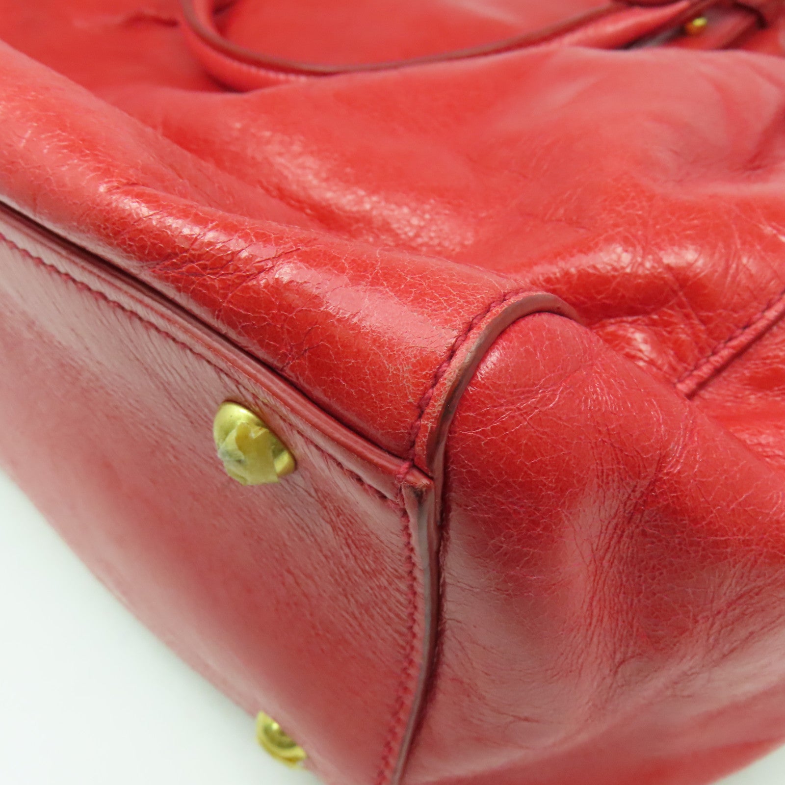Miu Miu 牛皮皮革2 Way Shoulder Bag金扣手挽肩背兩用袋紅色