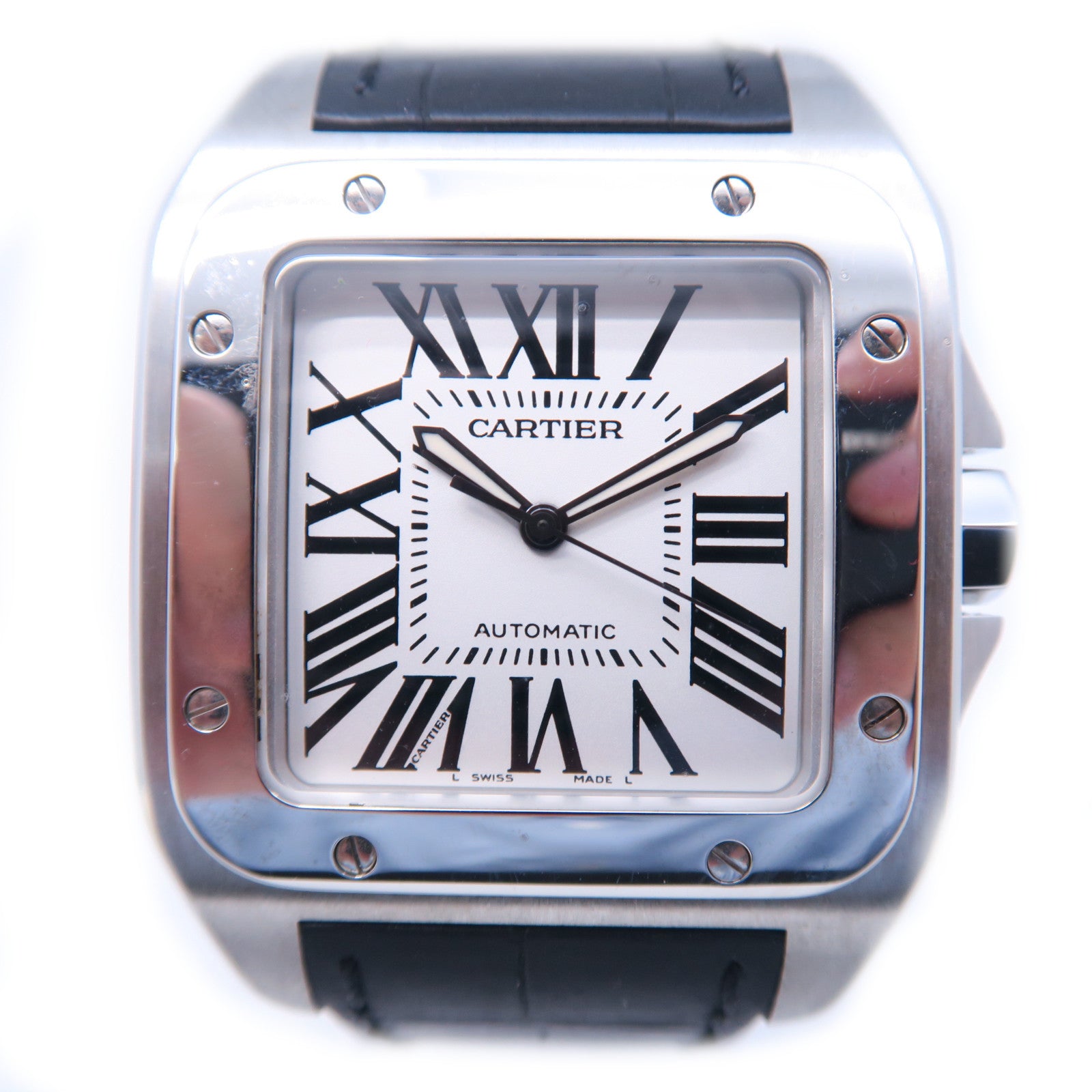 CARTIER Santos 100不鏽鋼手錶自動機芯白色