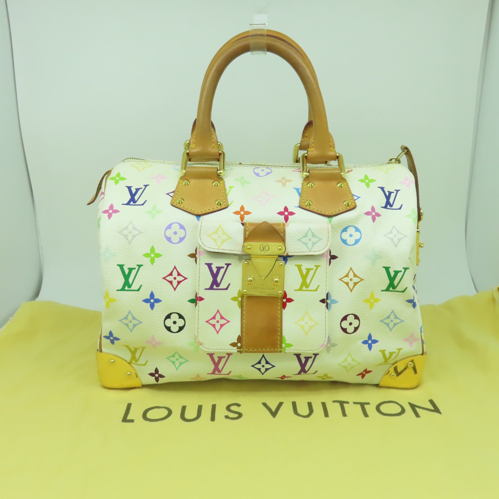 LOUIS VUITTON Monogram Multicolore Speedy 30金扣手挽袋白色/彩色