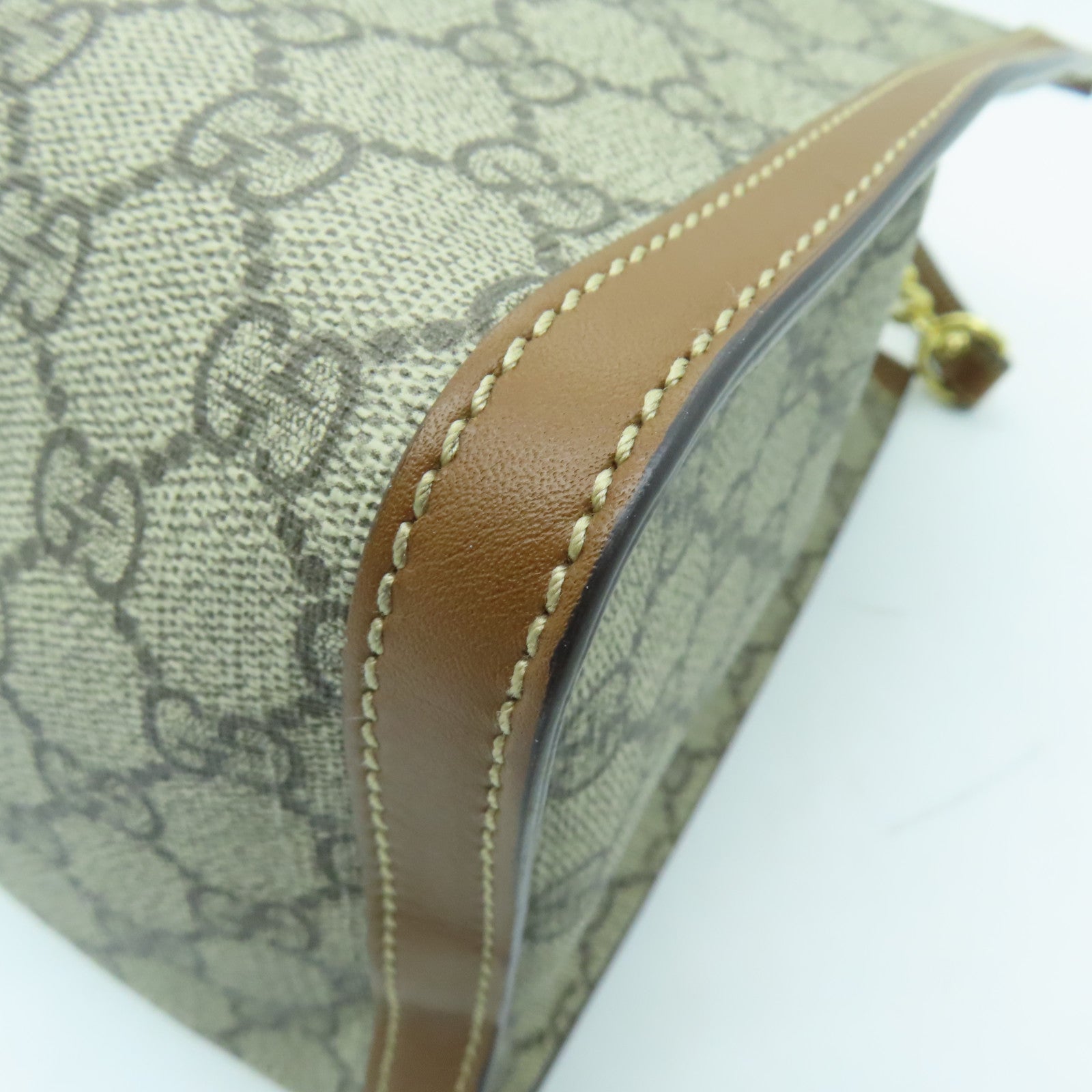 GUCCI 塗層帆布Shoulder Bag金扣鏈帶肩背袋啡色