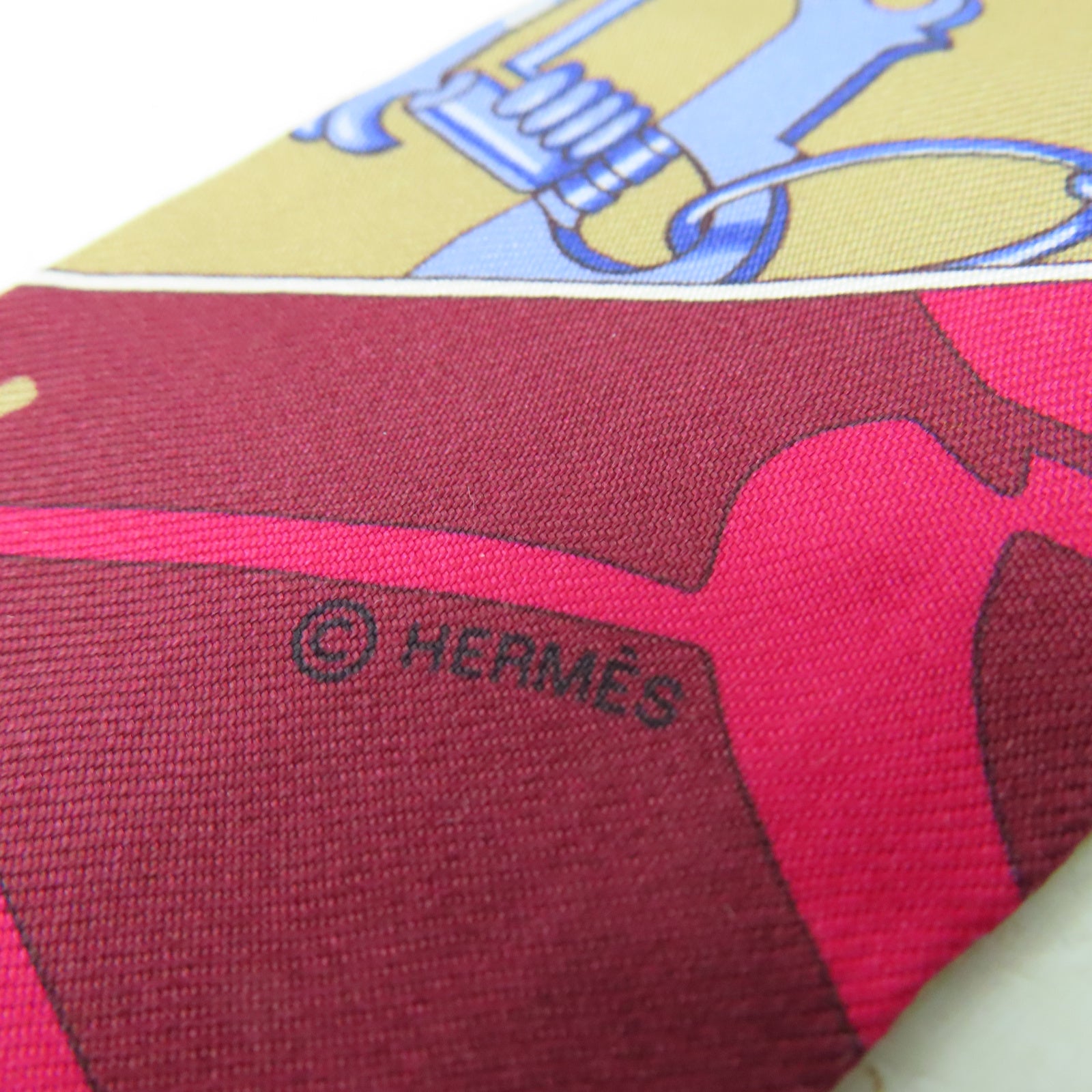 HERMES 絲質Twilly絲巾紅色