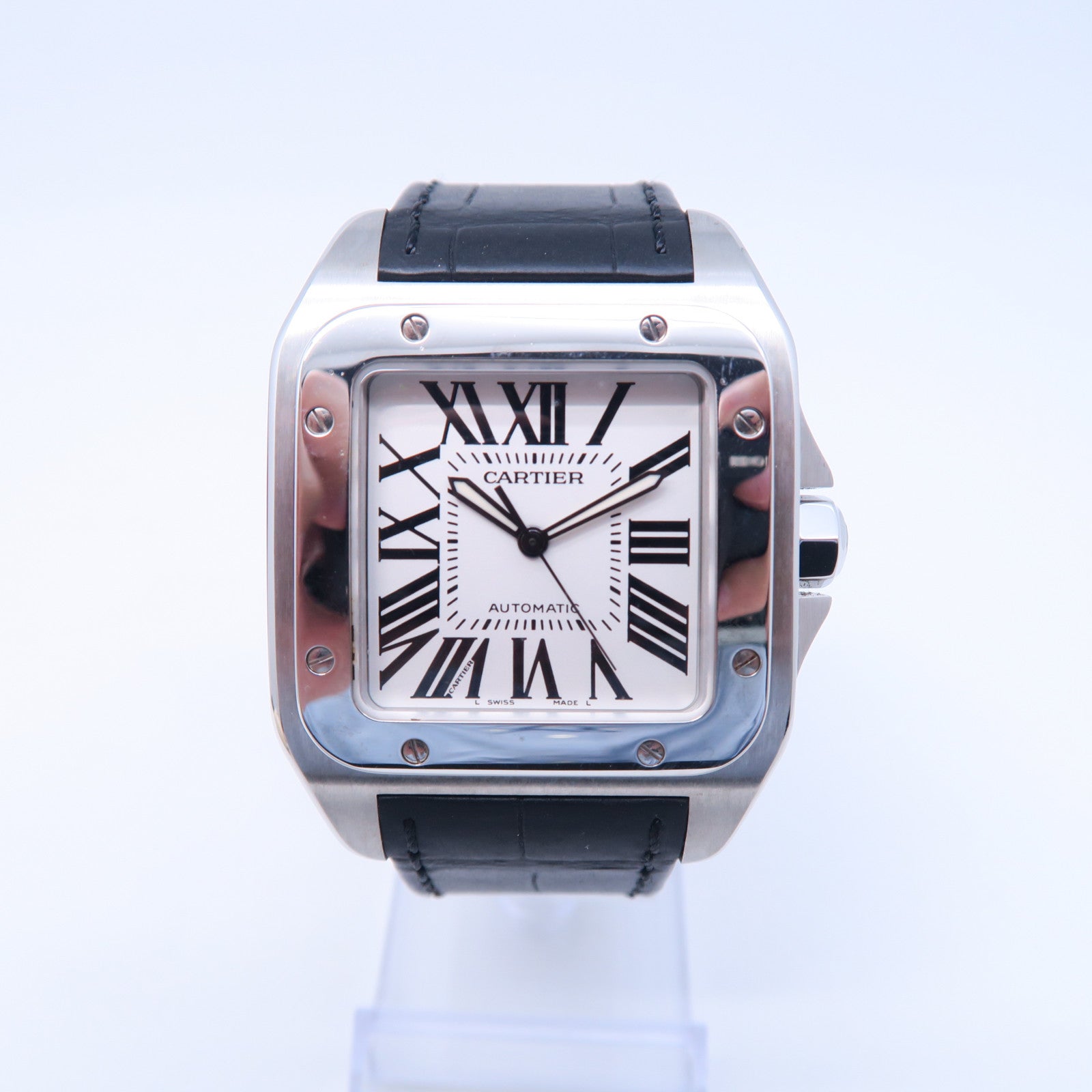 CARTIER Santos 100不鏽鋼手錶自動機芯白色