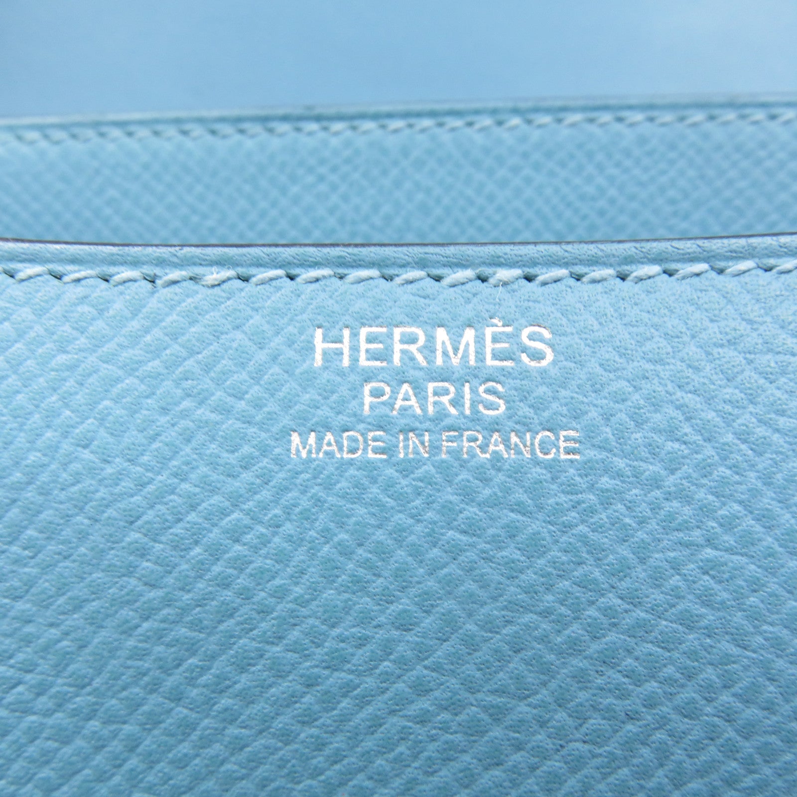 HERMES Epsom皮革Constance 24 Shoulder Bag银扣肩背袋Bleu De Nord蓝色