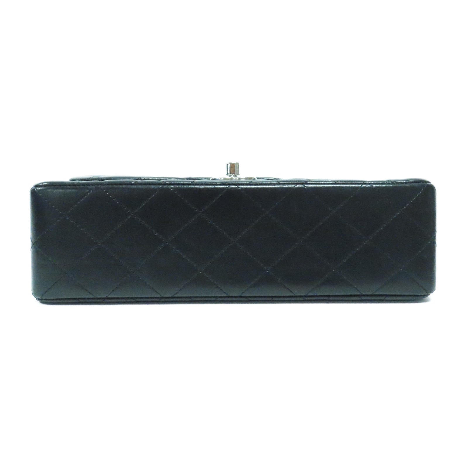 CHANEL 菱格羊皮皮革Classic 23cm銀扣鏈帶肩背袋黑色