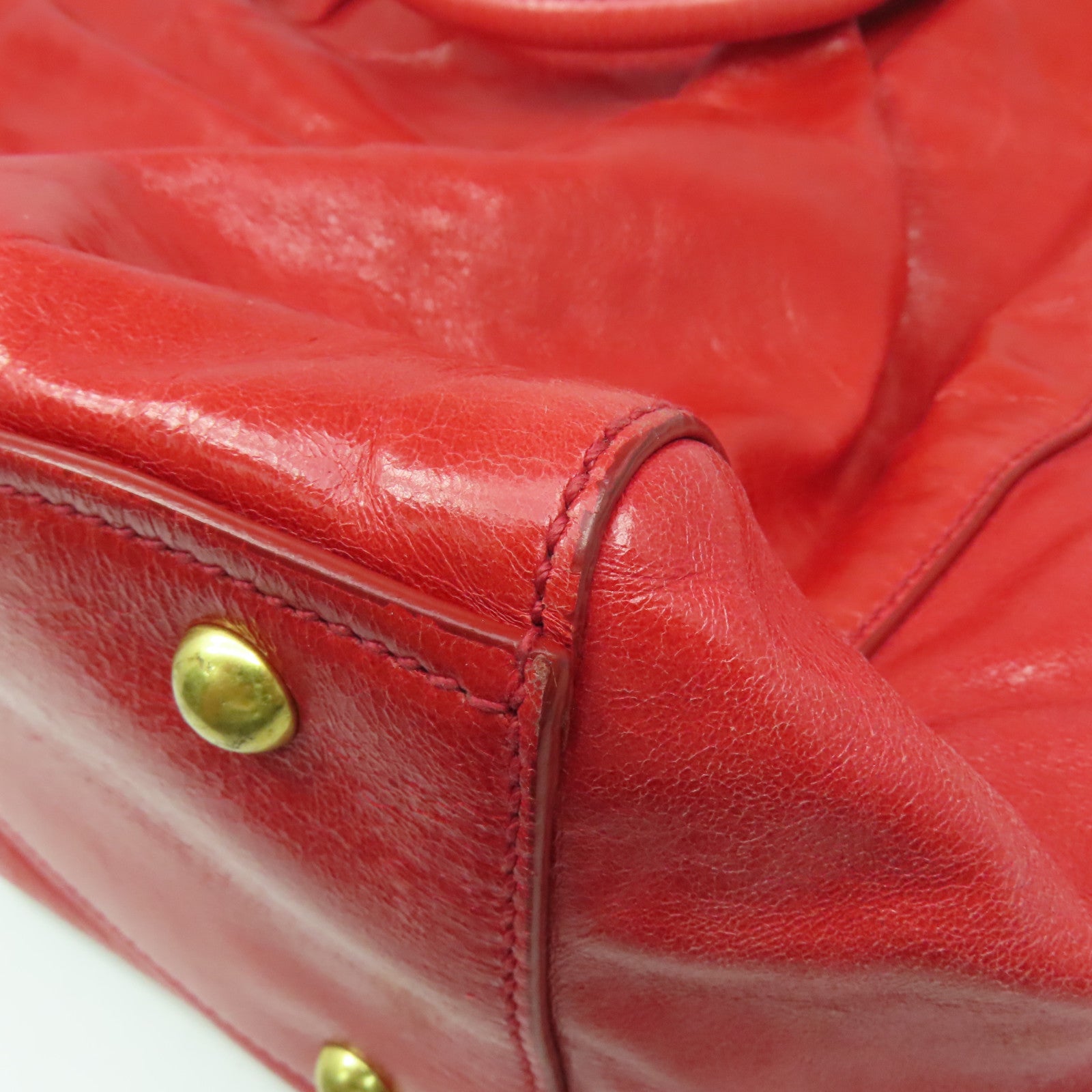 Miu Miu 牛皮皮革2 Way Shoulder Bag金扣手挽肩背兩用袋紅色