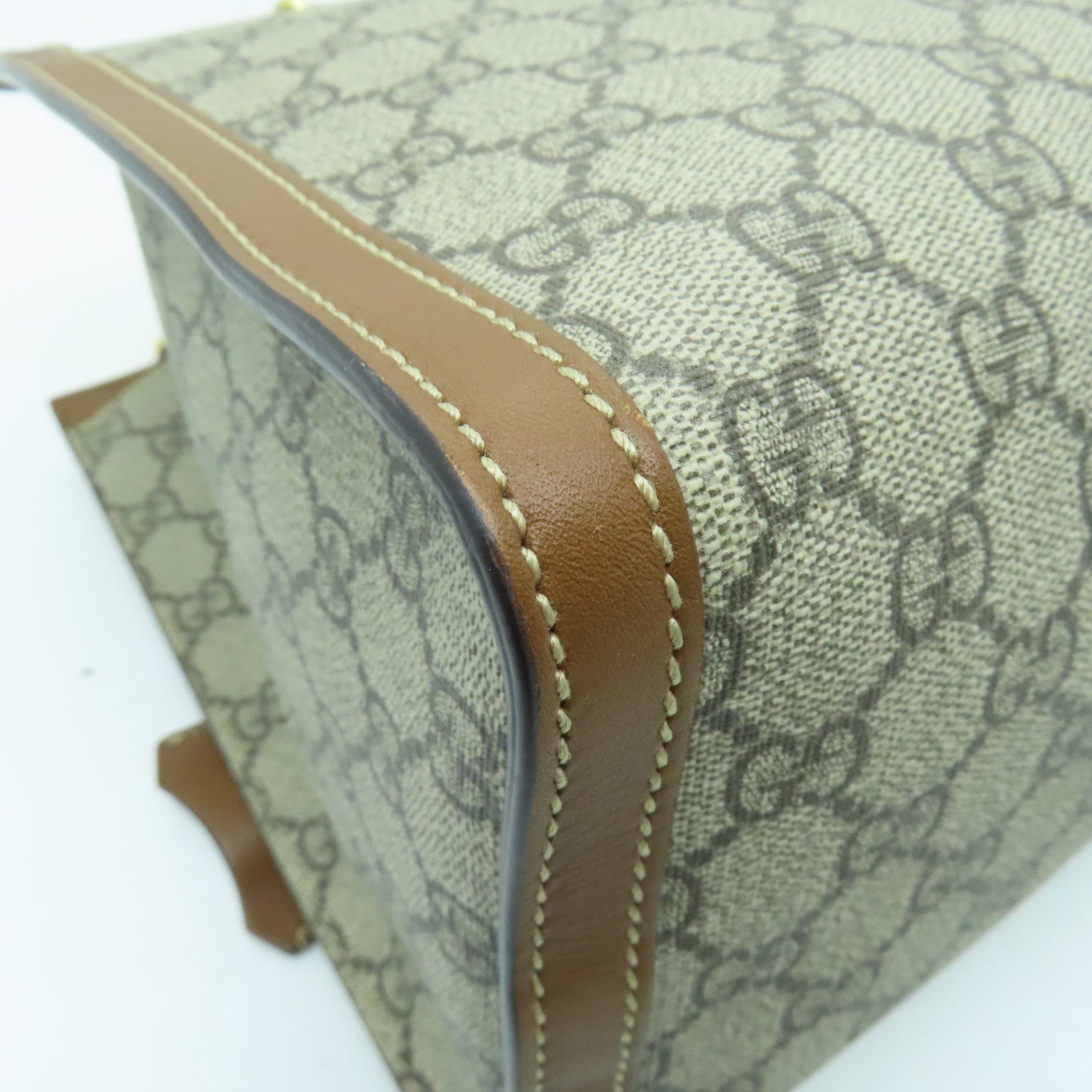 GUCCI 塗層帆布Shoulder Bag金扣鏈帶肩背袋啡色