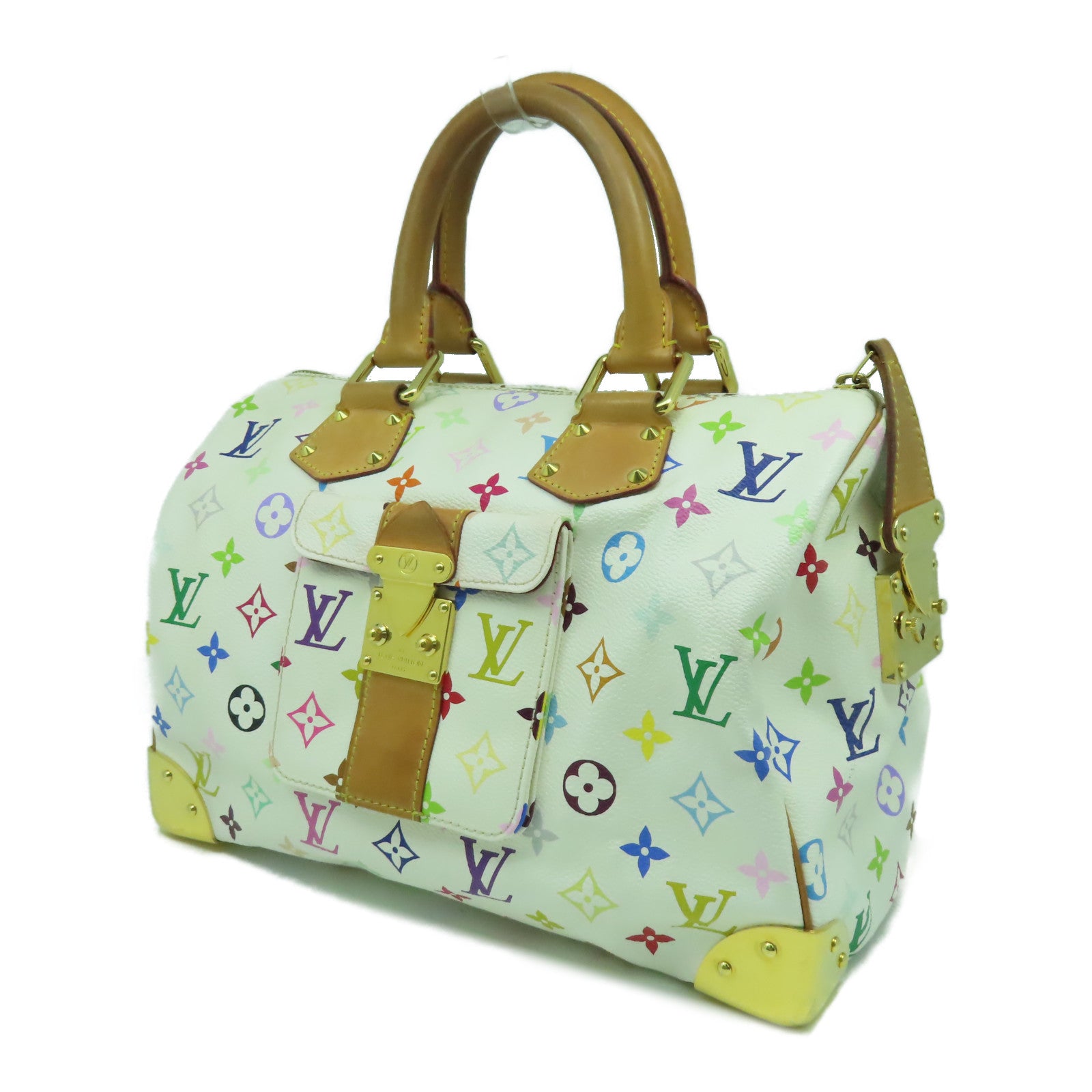 LOUIS VUITTON Monogram Multicolore Speedy 30金扣手挽袋白色/彩色