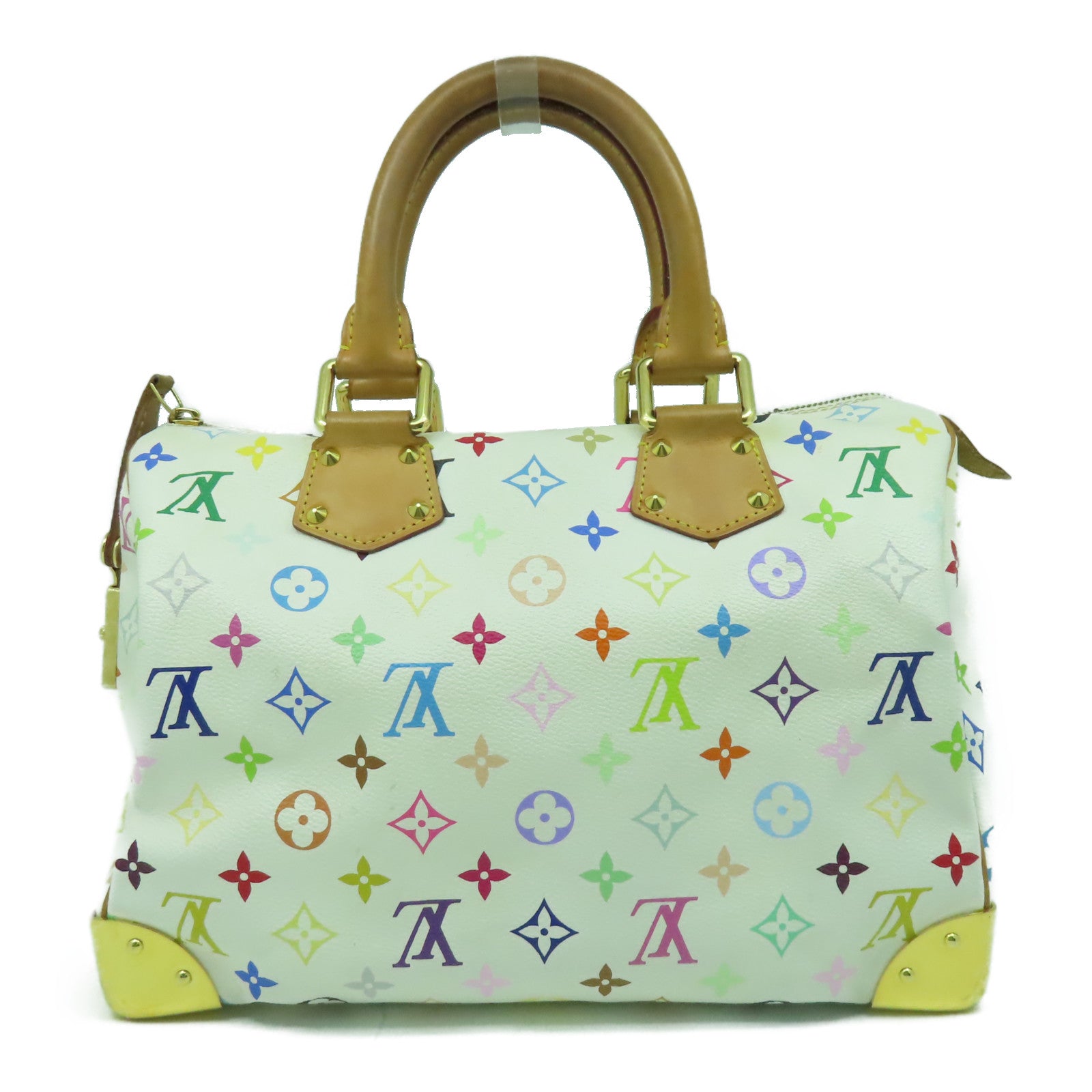 LOUIS VUITTON Monogram Multicolore Speedy 30金扣手挽袋白色/彩色
