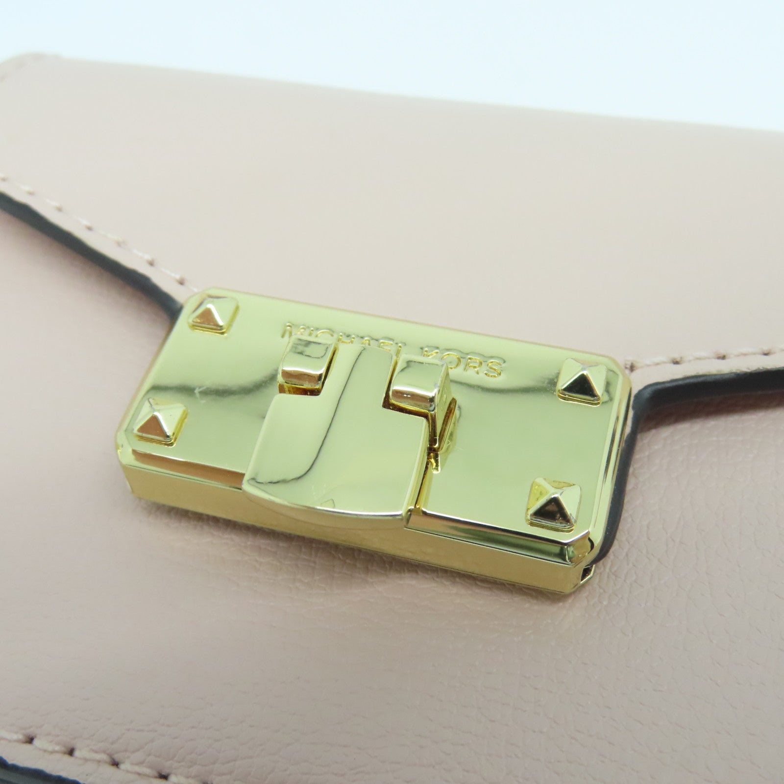 Michael Kors Leather Card Case Gold Buckle Pink