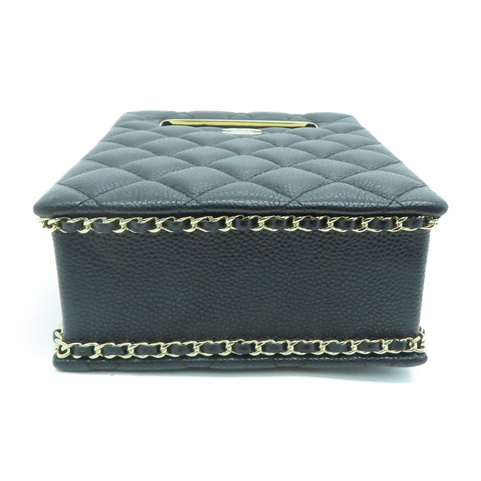 CHANEL 【激减优惠】菱格Caviar皮革Chain Shoulder Bag金扣肩背袋黑色