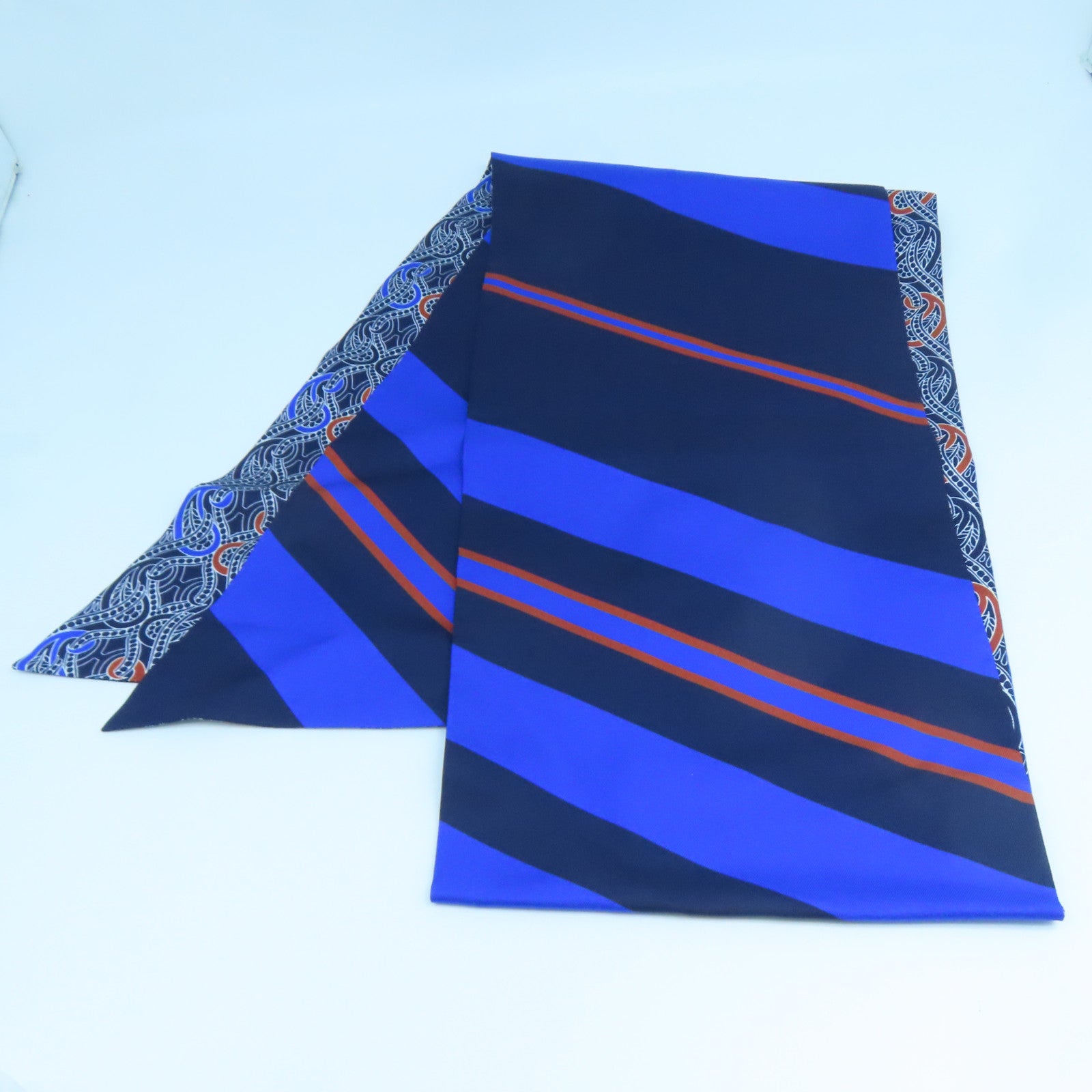 HERMES 絲質Maxi Twilly絲巾藍色