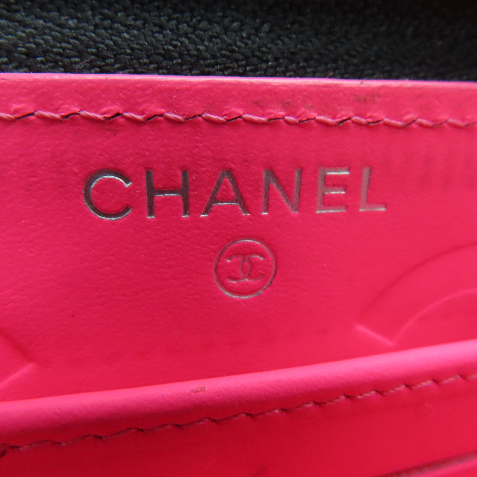 CHANEL 菱格牛皮皮革Cambon Line银扣长钱包黑色