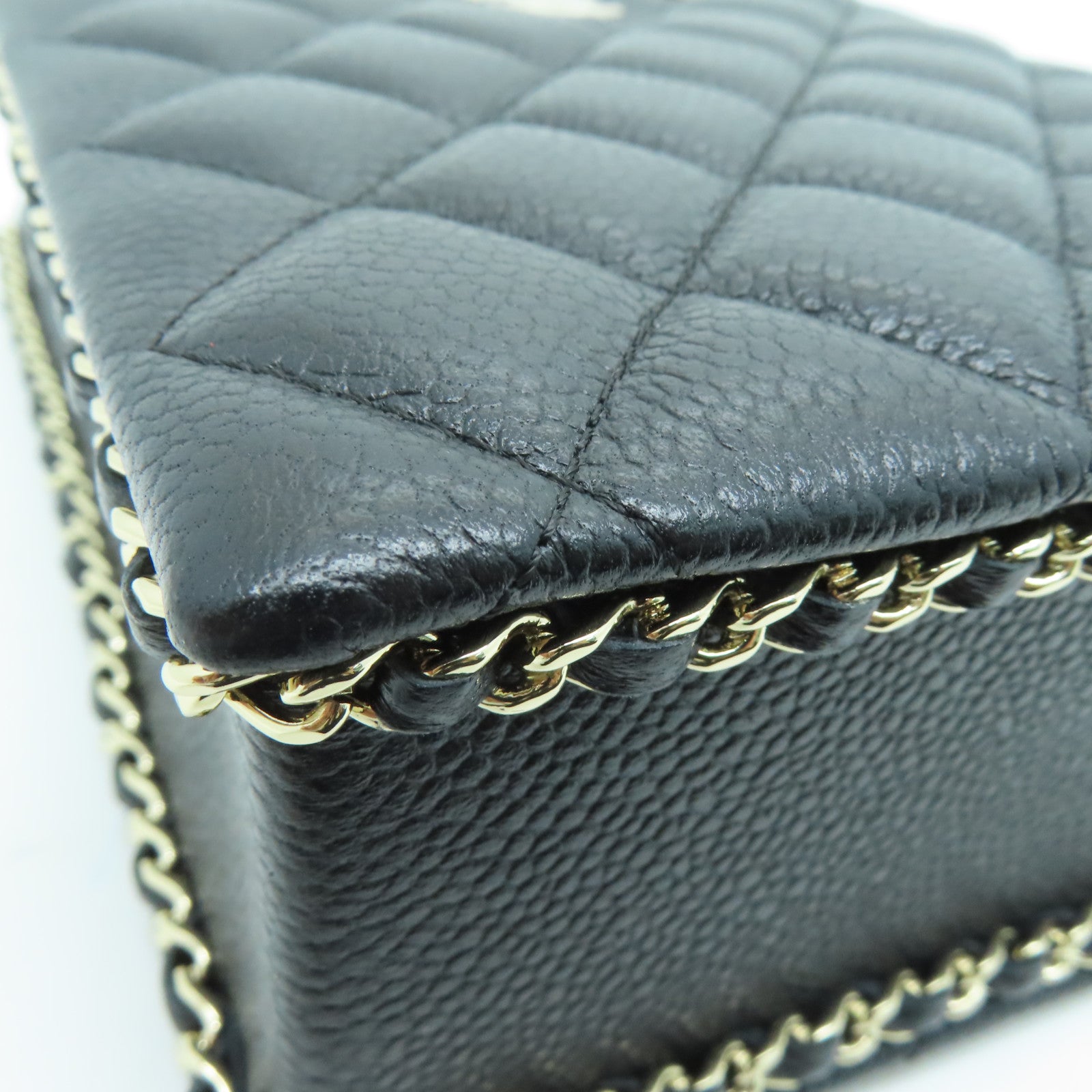 CHANEL 【激减优惠】菱格Caviar皮革Chain Shoulder Bag金扣肩背袋黑色