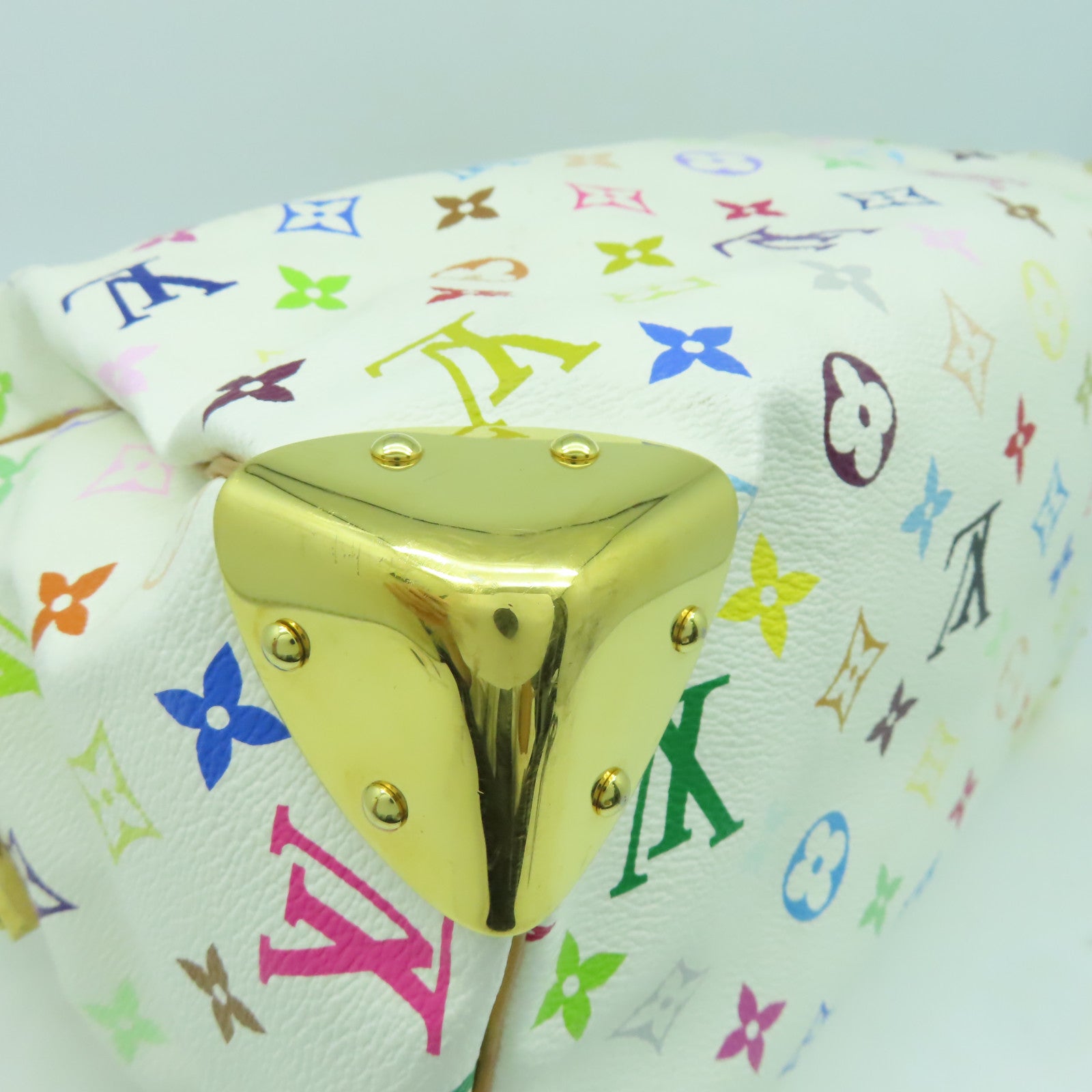 LOUIS VUITTON Monogram Multicolore Speedy 30金扣手挽袋白色/彩色