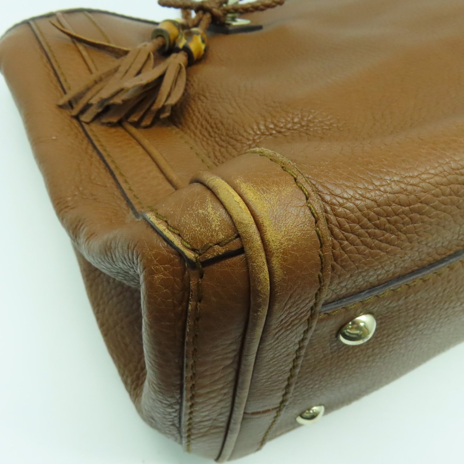 GUCCI 牛皮皮革Tote Bag金扣肩背袋啡色
