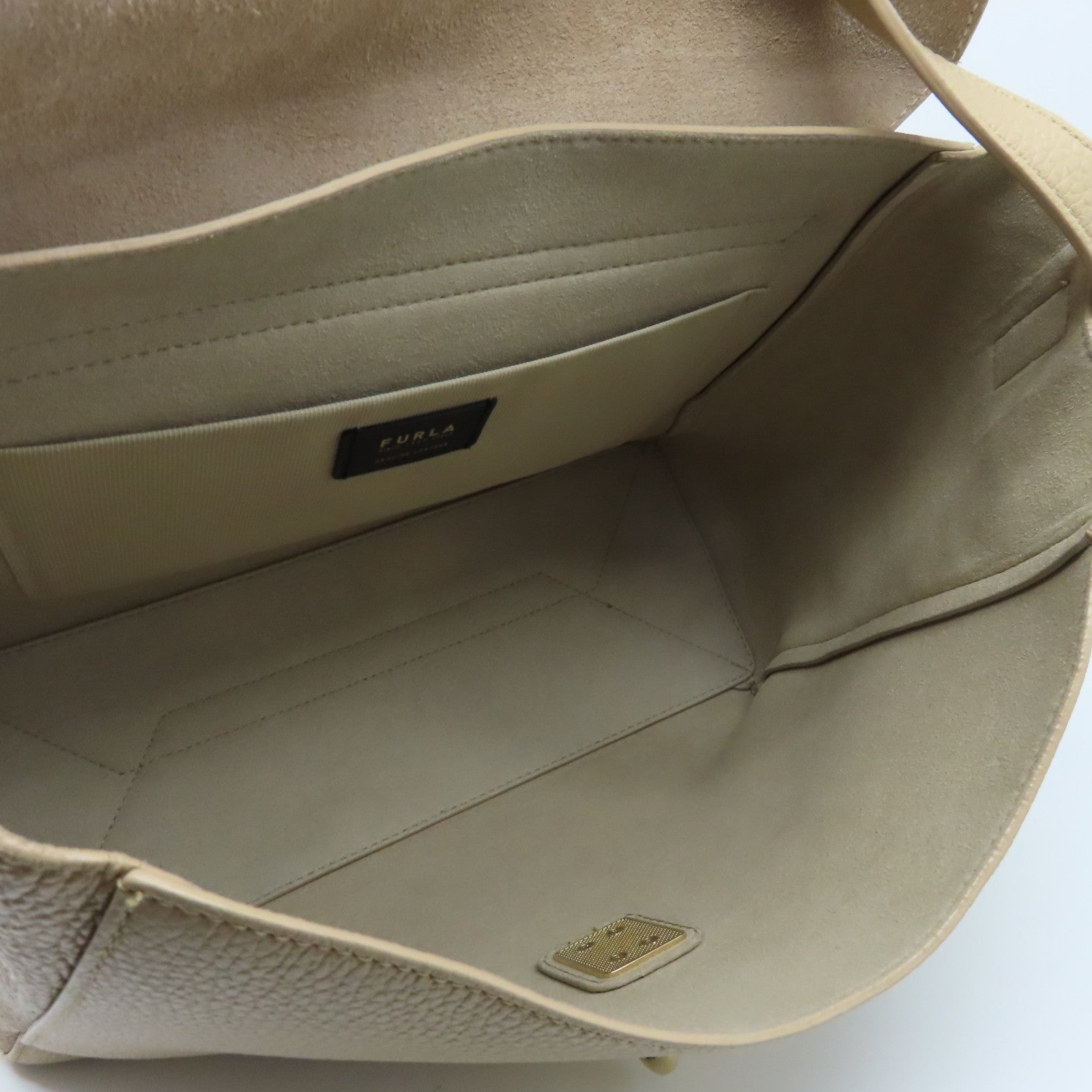 Furla 【激減優惠】牛皮皮革Shoulder Bag金扣肩背袋淺褐色