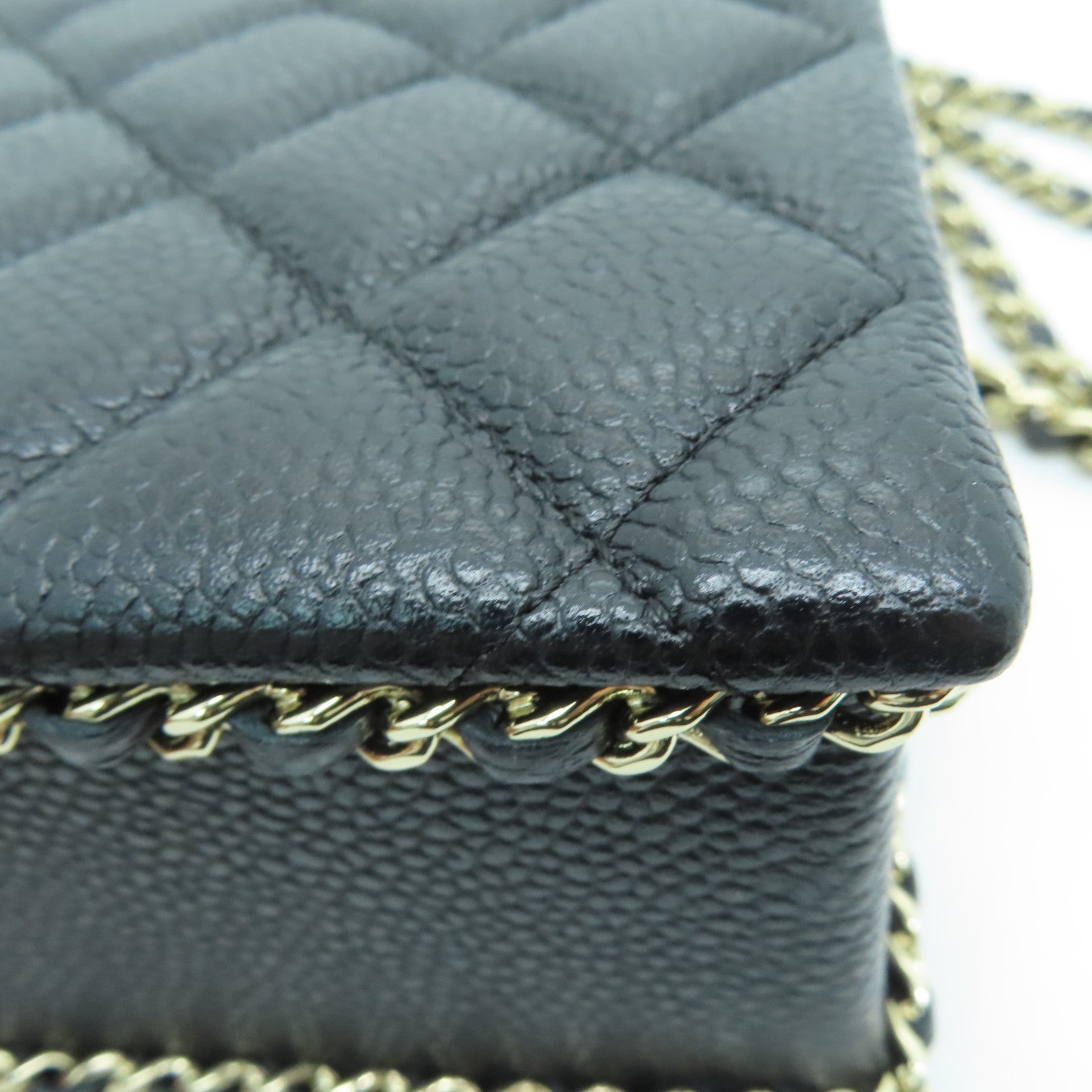 CHANEL 【激减优惠】菱格Caviar皮革Chain Shoulder Bag金扣肩背袋黑色