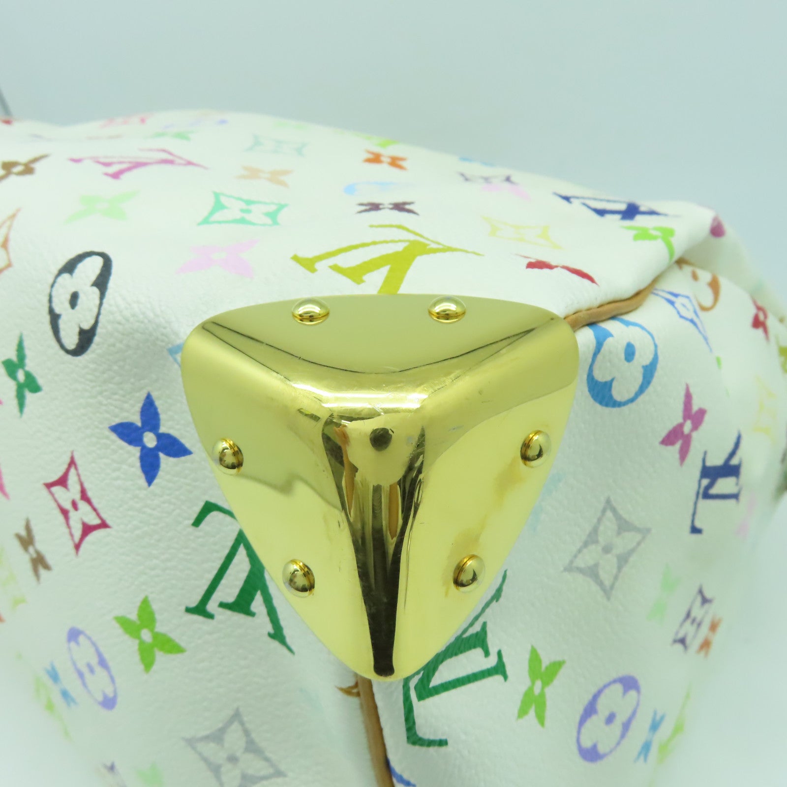 LOUIS VUITTON Monogram Multicolore Speedy 30金扣手挽袋白色/彩色