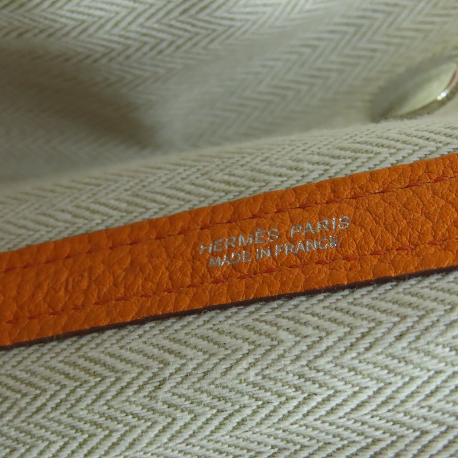 HERMES 【激減優惠】Negonda皮革GardenParty PM銀扣手挽袋橙色