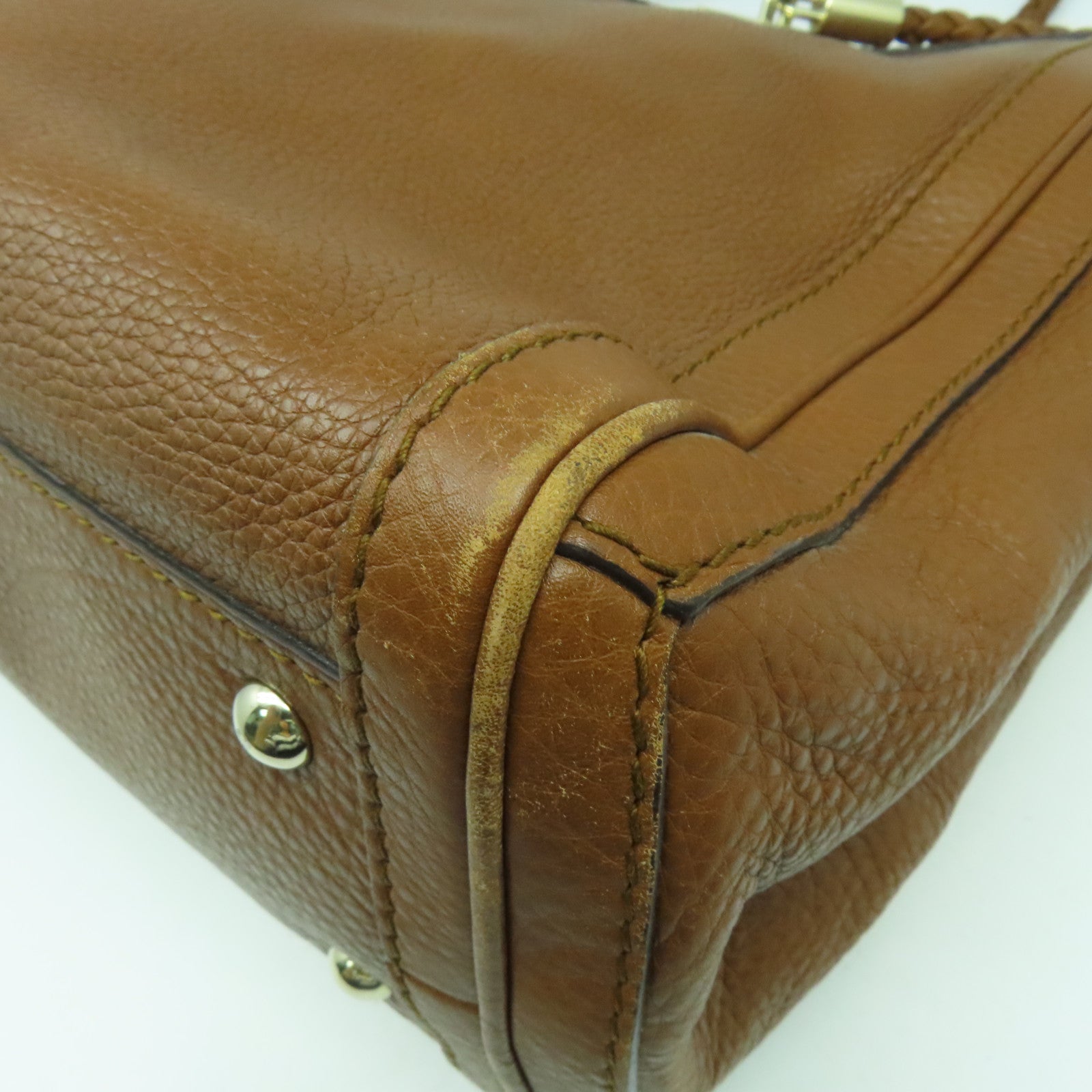 GUCCI 牛皮皮革Tote Bag金扣肩背袋啡色