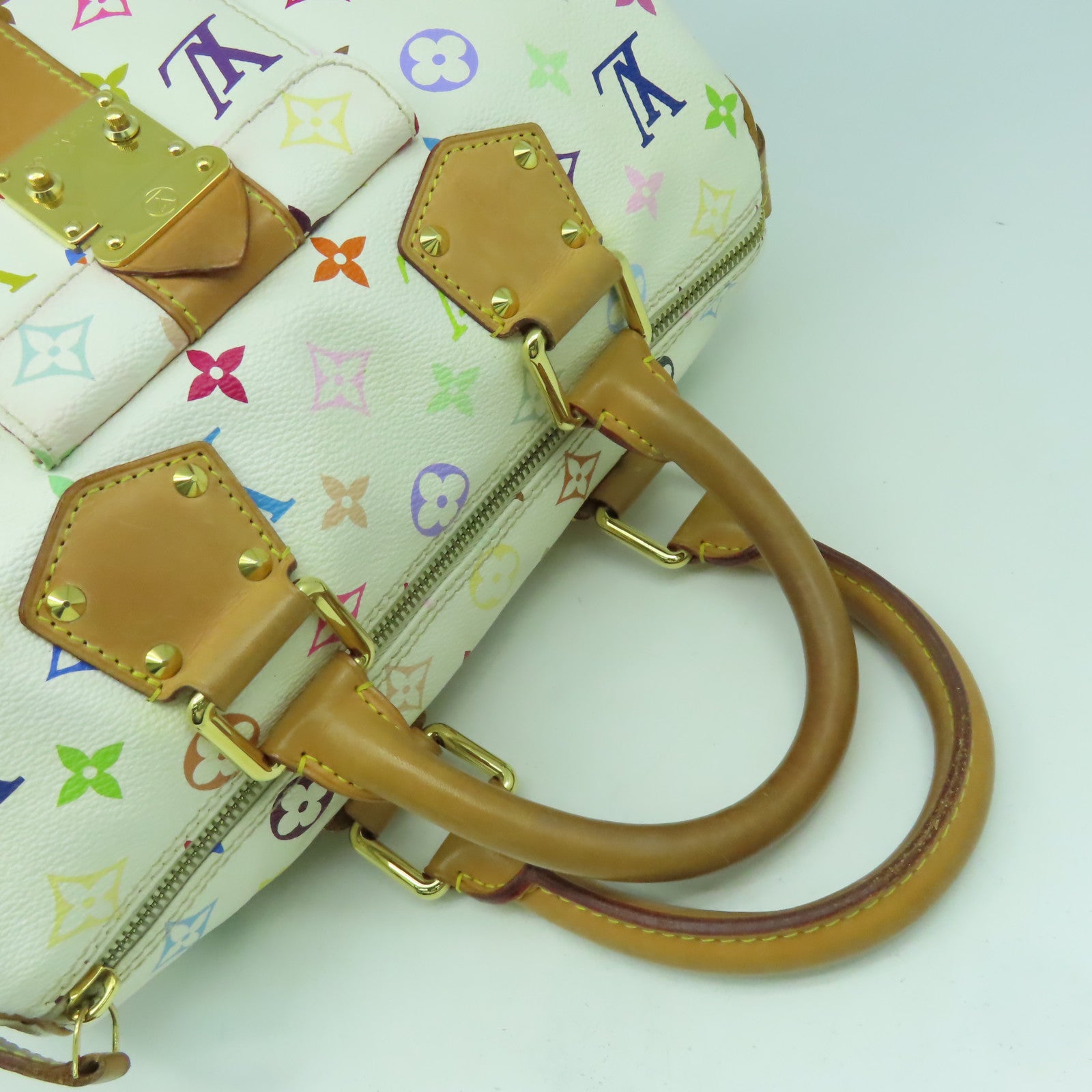 LOUIS VUITTON Monogram Multicolore Speedy 30金扣手挽袋白色/彩色