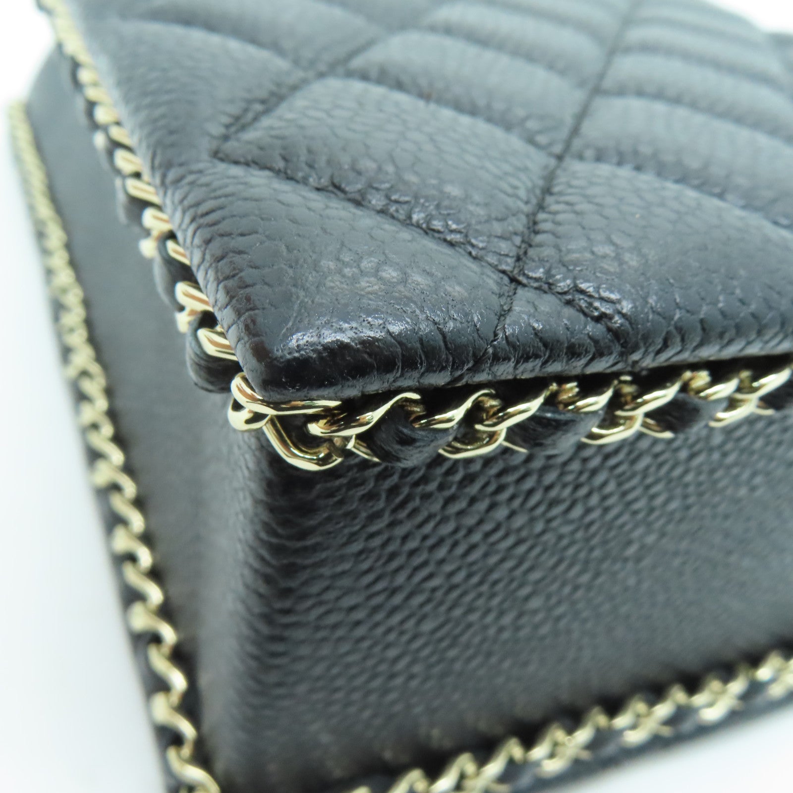 CHANEL 【激减优惠】菱格Caviar皮革Chain Shoulder Bag金扣肩背袋黑色