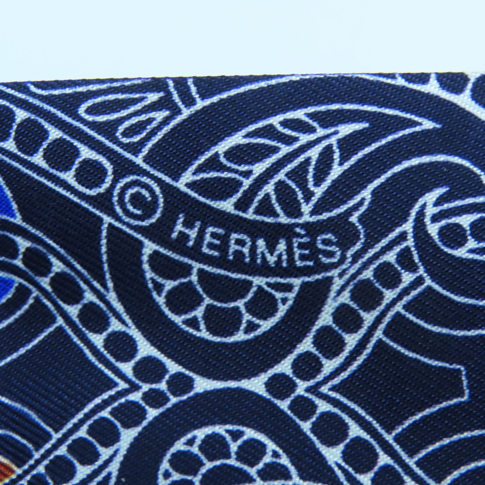 HERMES 絲質Maxi Twilly絲巾藍色