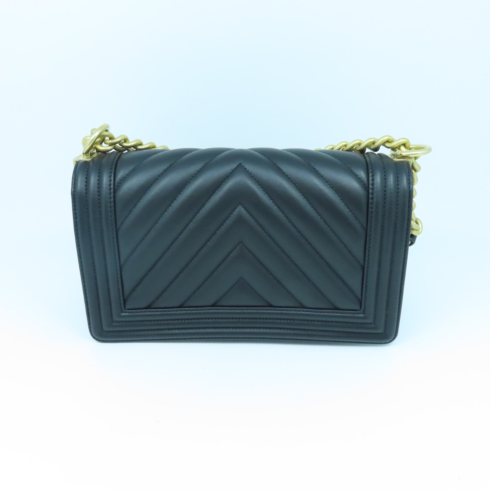 CHANEL 斜纹Boy Chanel金扣链带肩背袋黑色