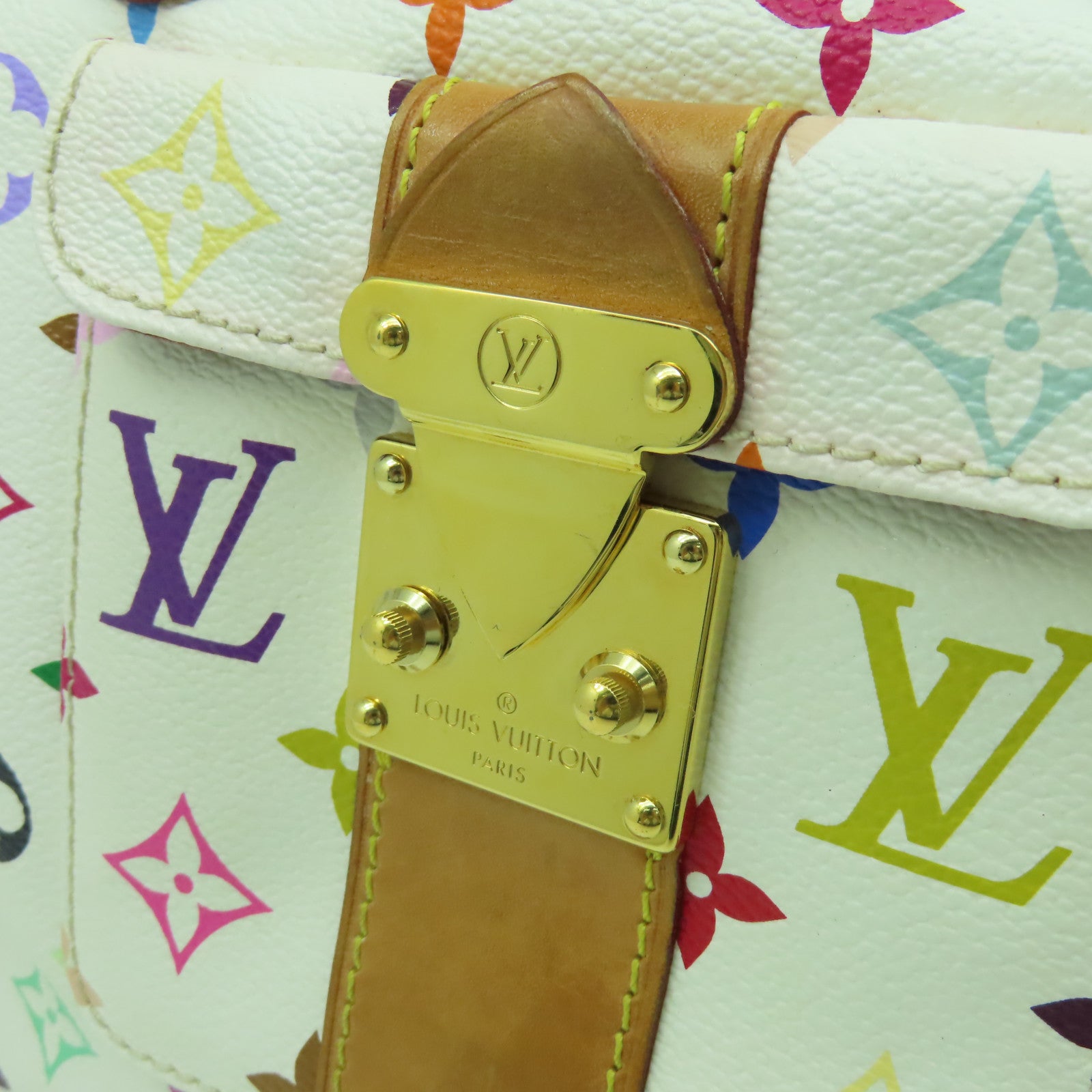 LOUIS VUITTON Monogram Multicolore Speedy 30金扣手挽袋白色/彩色