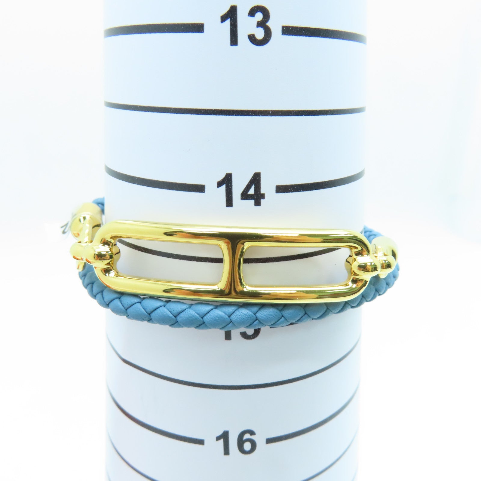HERMES Swift皮革Roulis Double Tour Bracelet金扣手錬蓝色