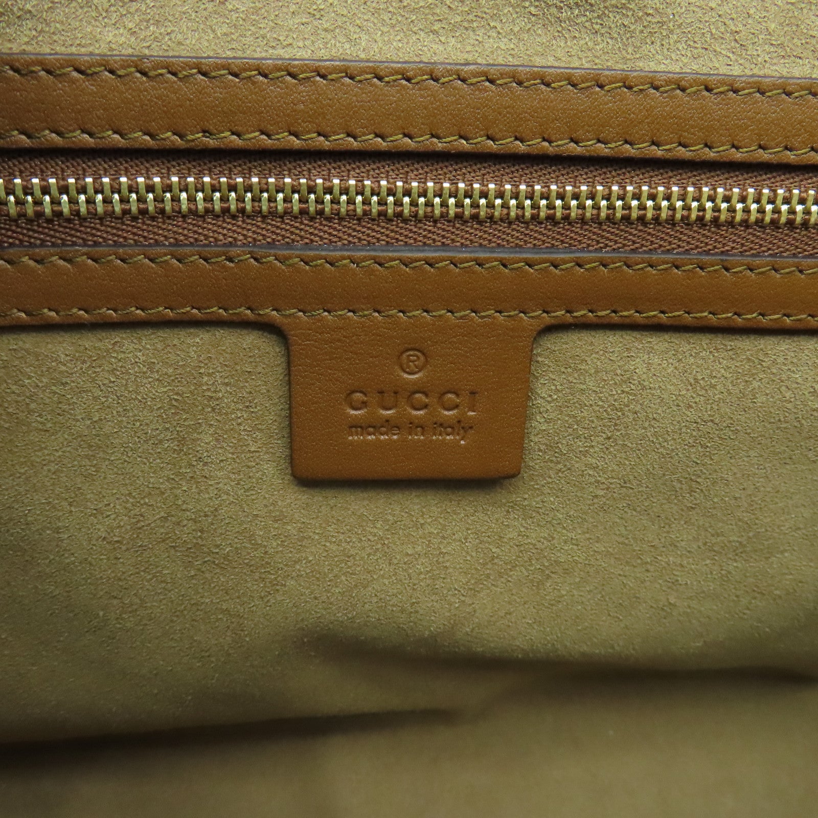 GUCCI 塗層帆布Shoulder Bag金扣鏈帶肩背袋啡色