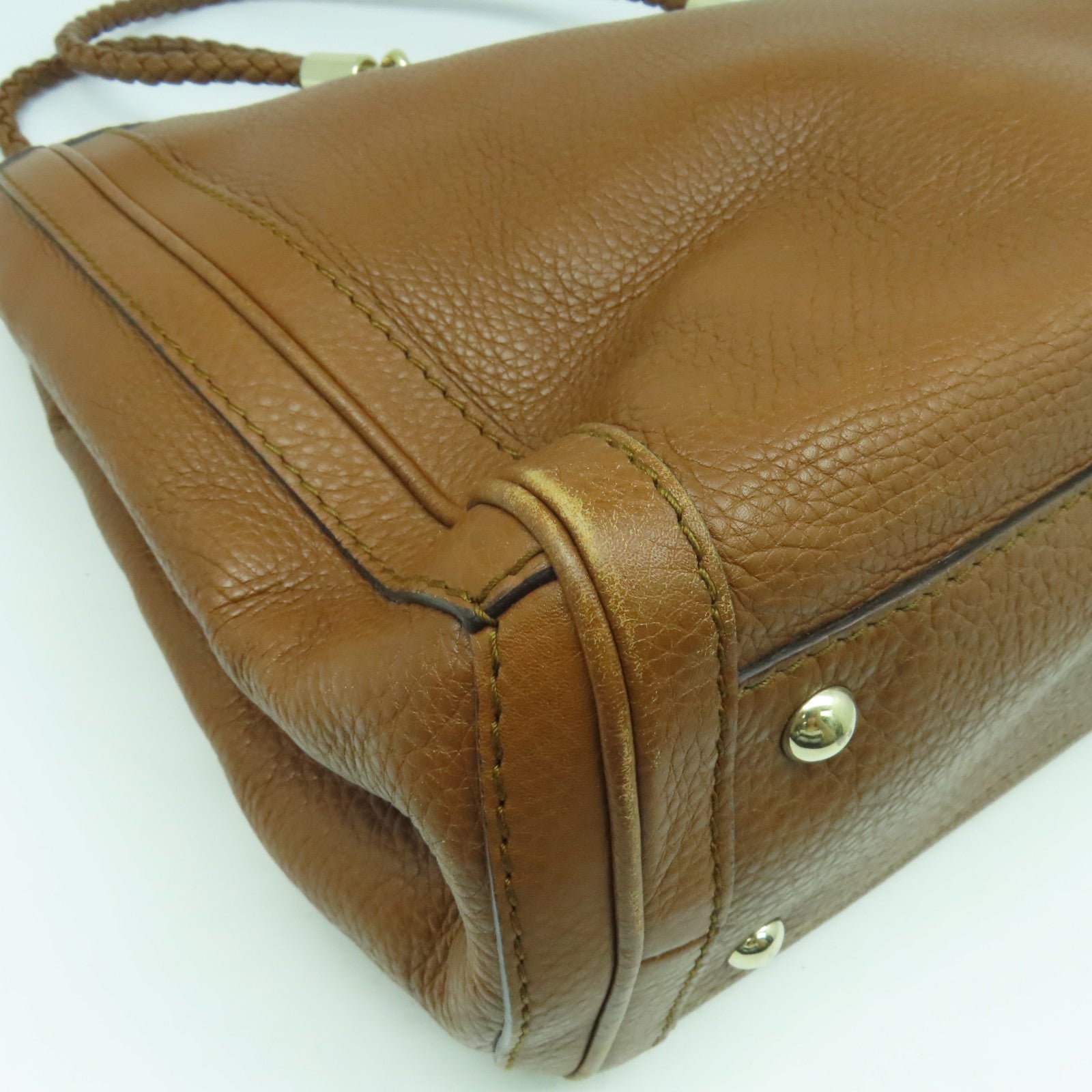GUCCI 牛皮皮革Tote Bag金扣肩背袋啡色