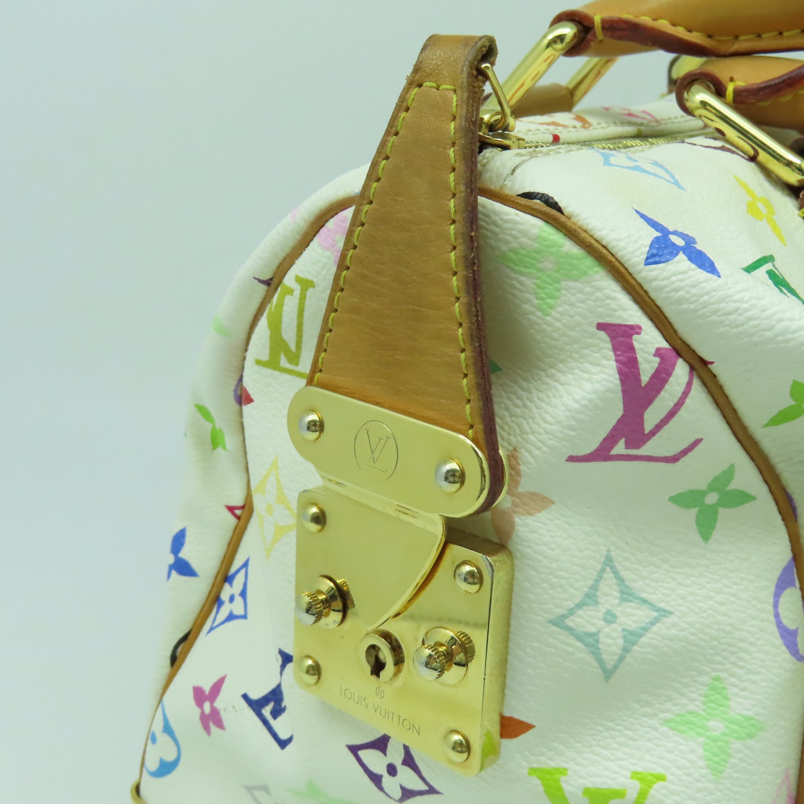LOUIS VUITTON Monogram Multicolore Speedy 30金扣手挽袋白色/彩色