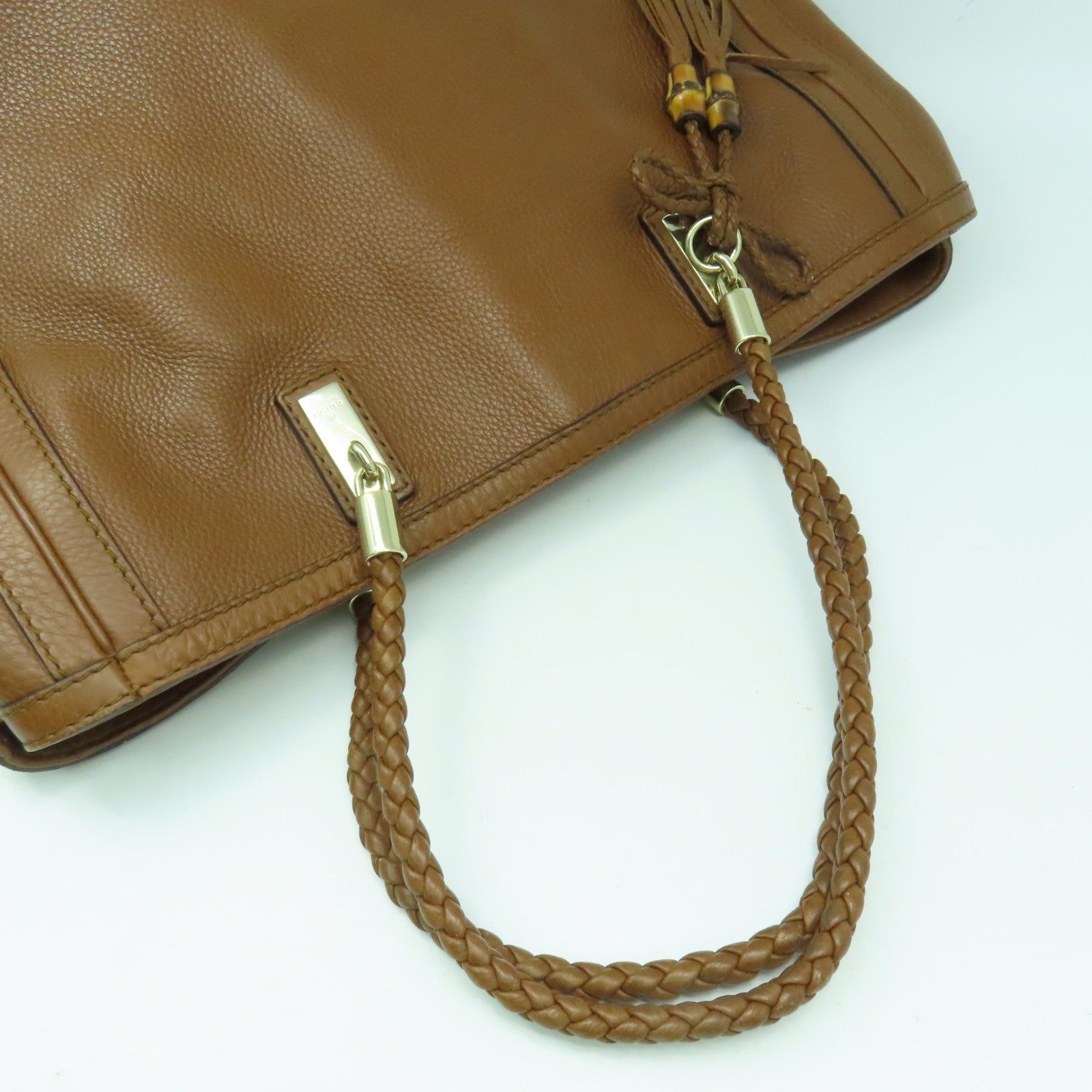 GUCCI 牛皮皮革Tote Bag金扣肩背袋啡色