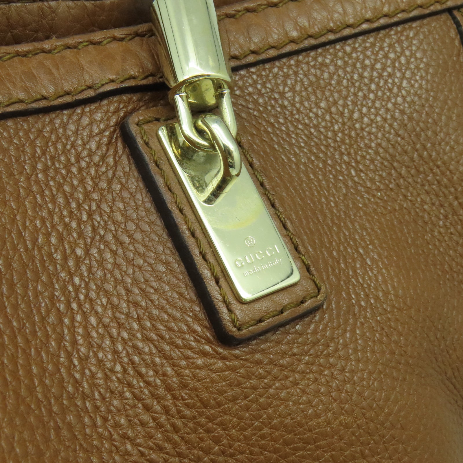 GUCCI 牛皮皮革Tote Bag金扣肩背袋啡色