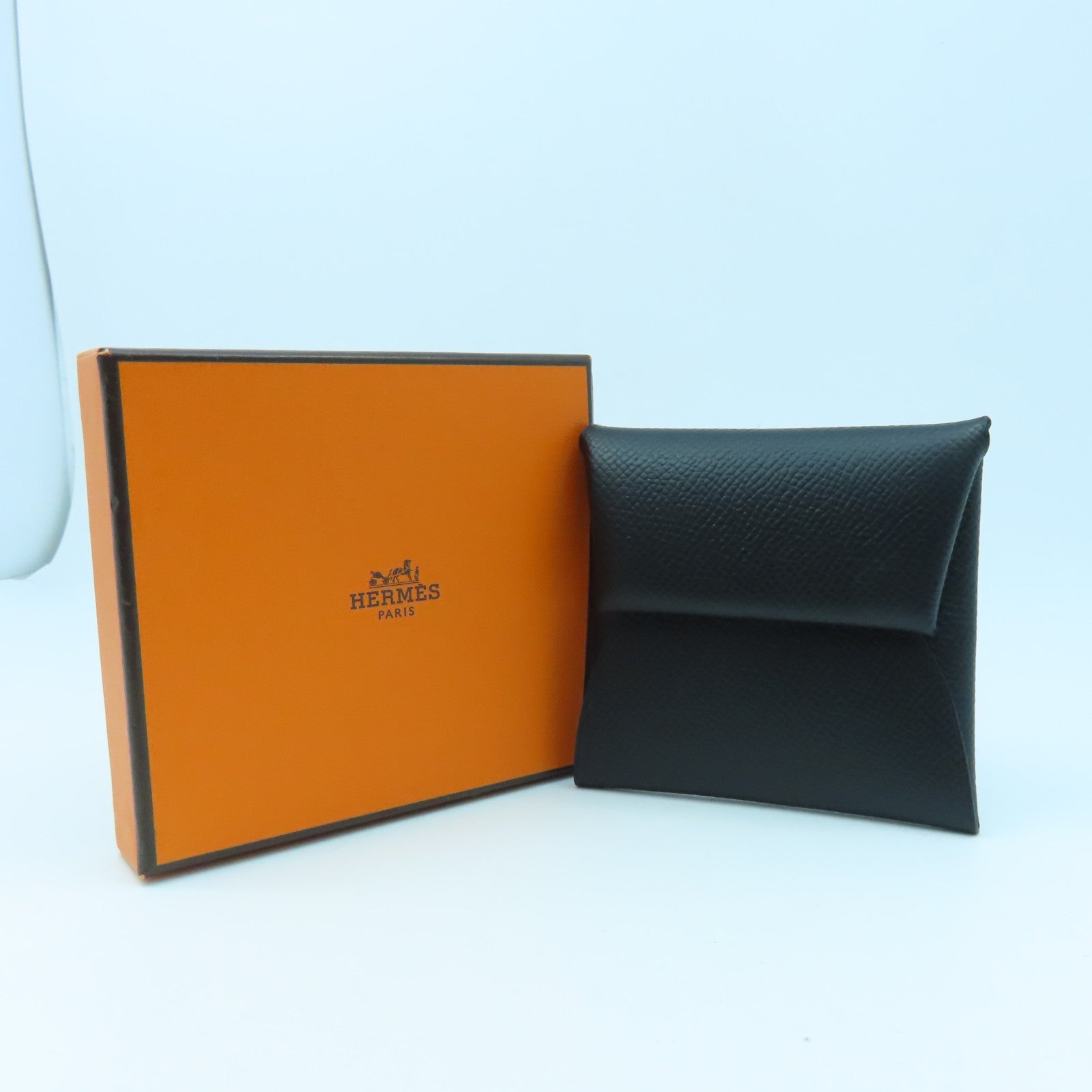 HERMES Epsom皮革Bastia零錢包黑色