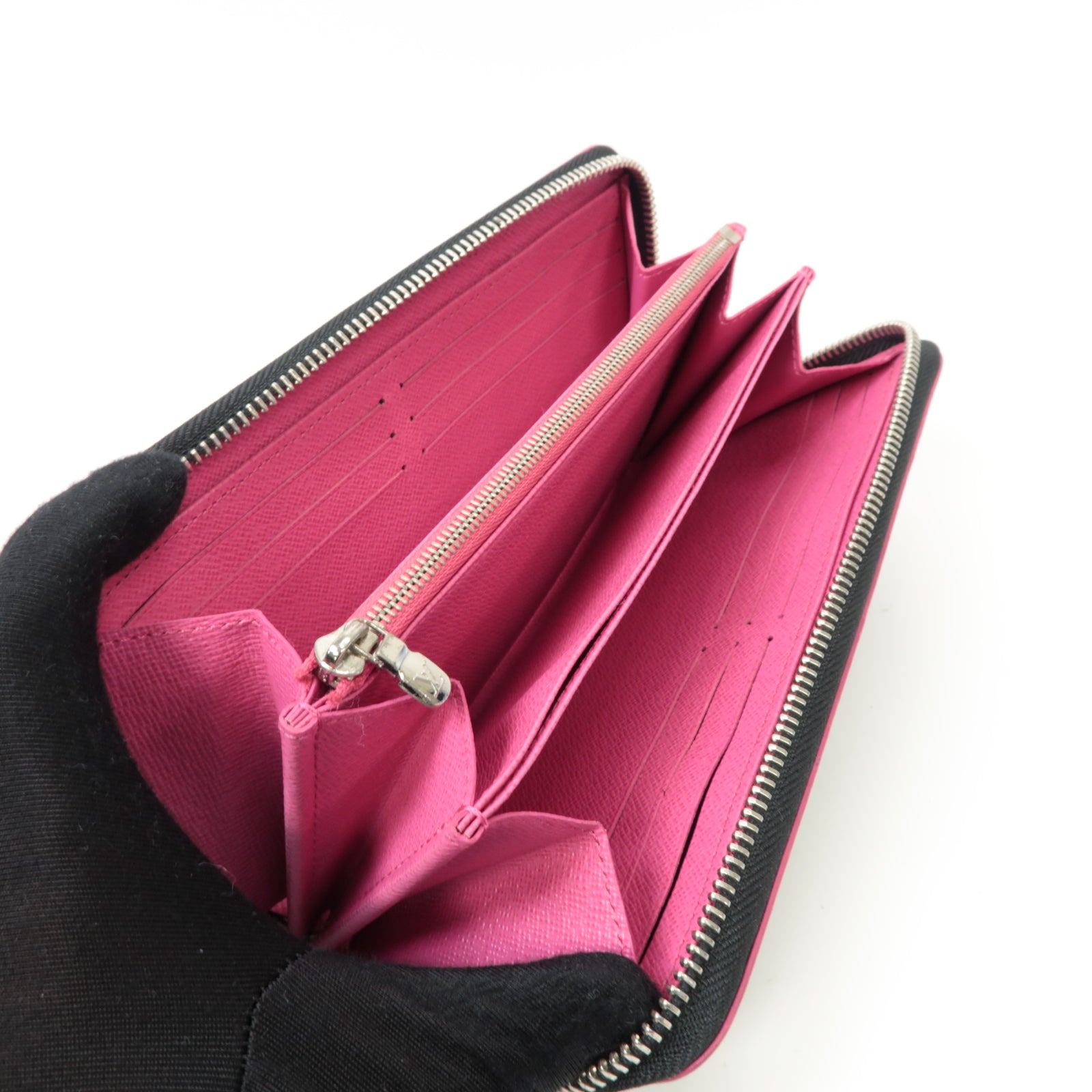 LOUIS VUITTON Epi Zippy Long Wallet銀扣長錢包黒色/粉紅色